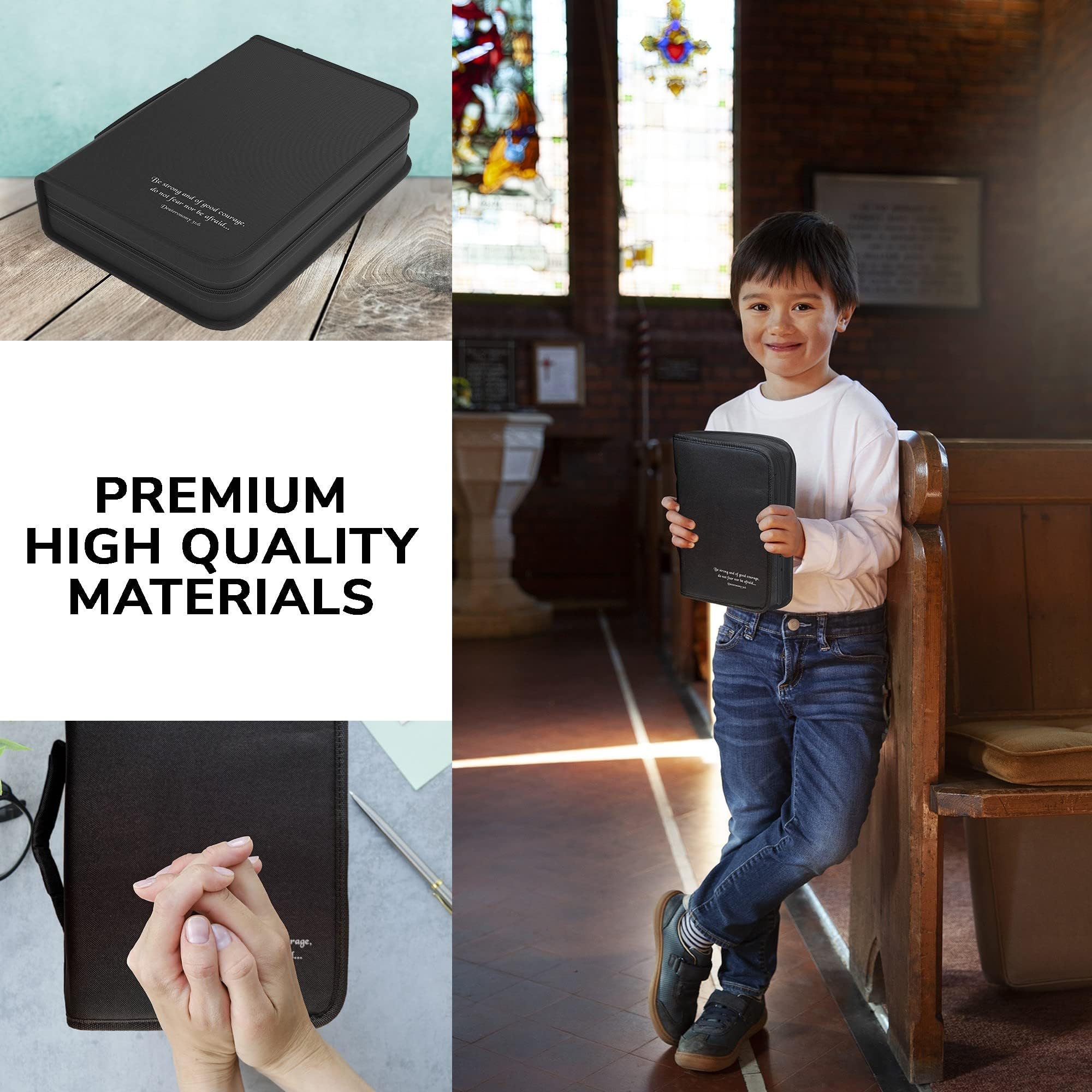 DEHITE Premium Bible Cover Case for Women & Men - Zippered Pocket & Pen Slots - Durable Fabric Bible Cover Bag - Perfect Religious Gift for Church, Travel & Daily Devotion