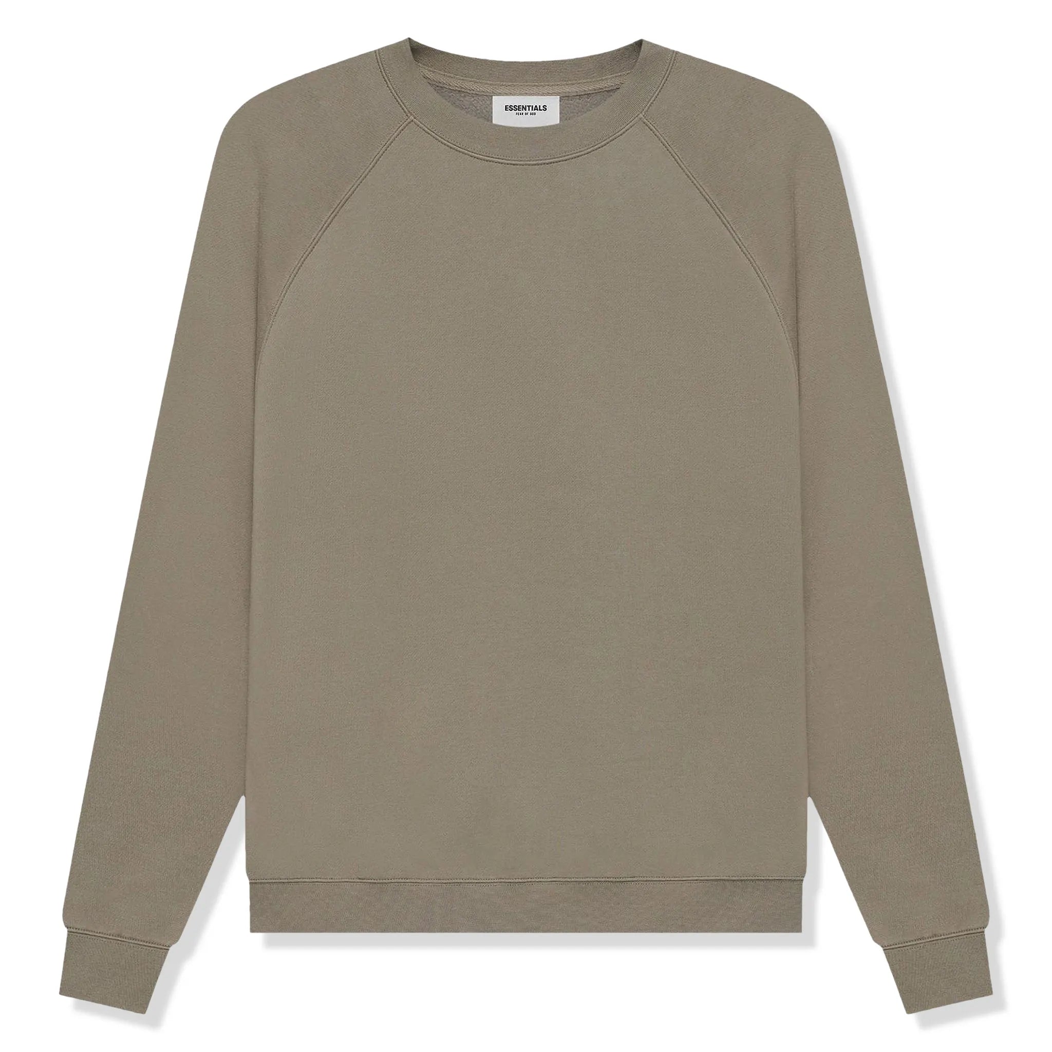 Fear of God Essentials Taupe Crewneck Sweatshirt (SS21 Collection) - Casual Streetwear for Men, Perfect for Everyday Wear & Layering