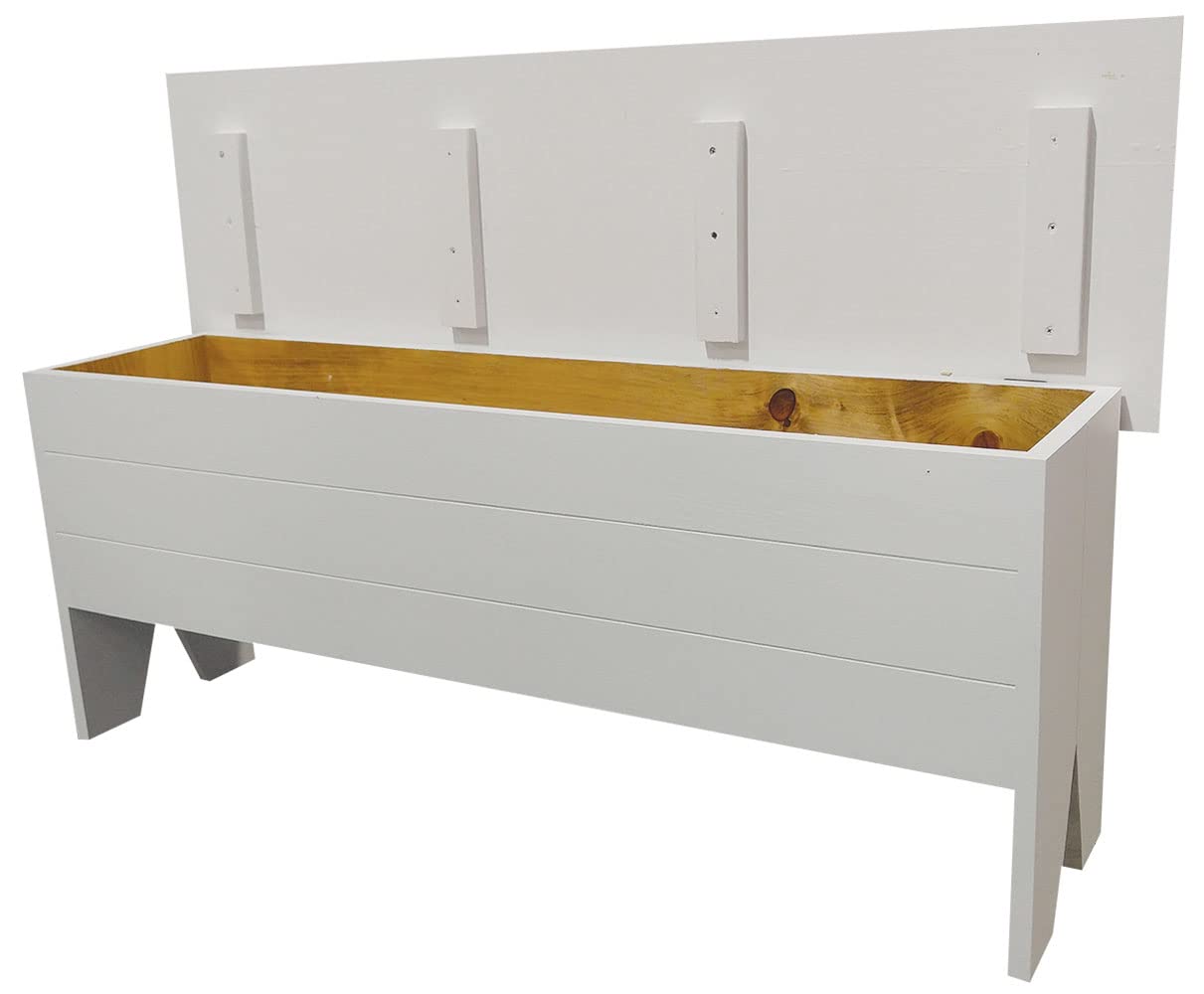 4-Foot Large Storage Bench in Solid Cottage White - Perfect for Entryway, Living Room, or Bedroom Organization