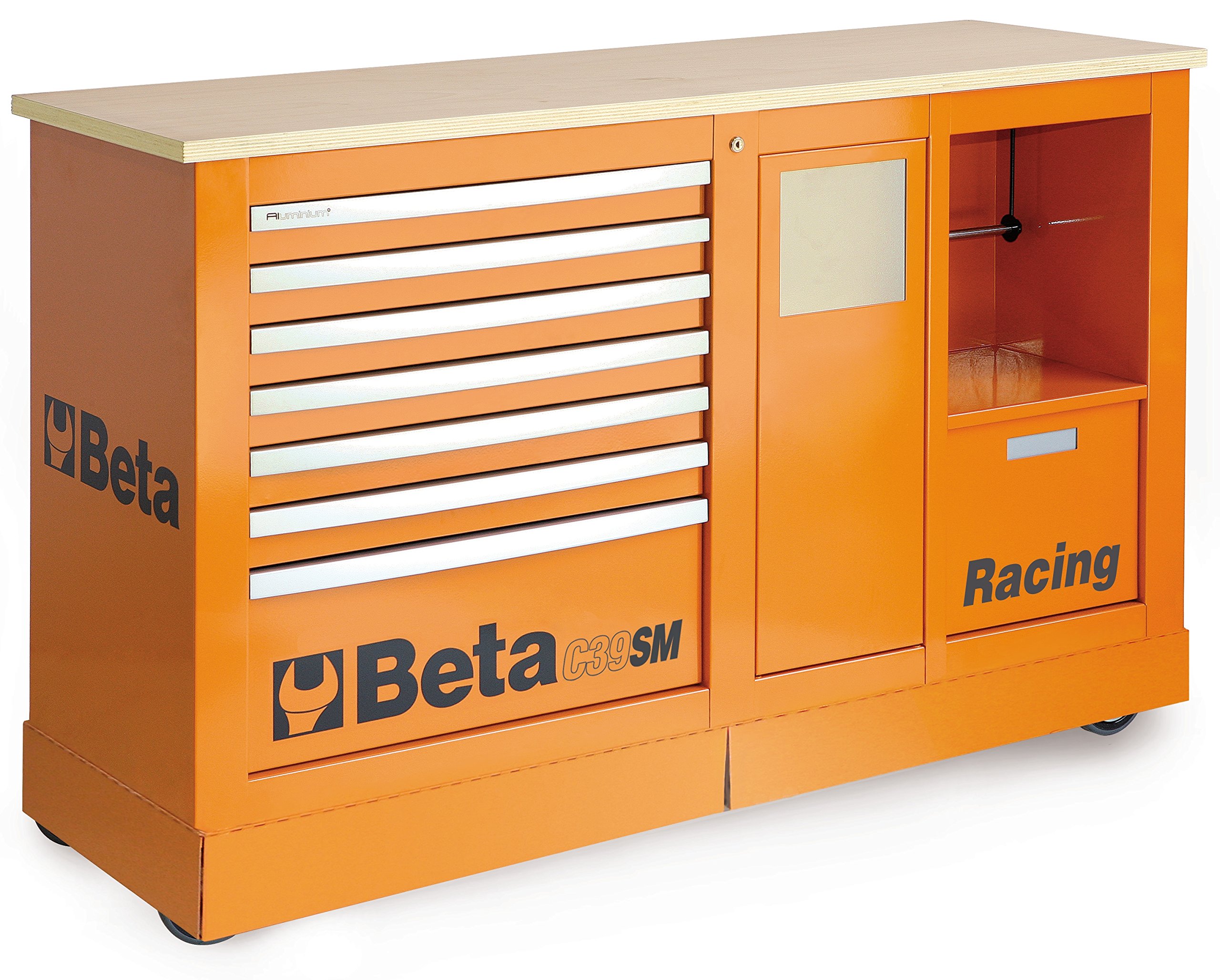 Heavy Duty Beta C39 Rolling Tool Cabinet with 7 Drawers - 2645 lbs Capacity, Orange - Perfect for Garage Organization & Professional Workshops