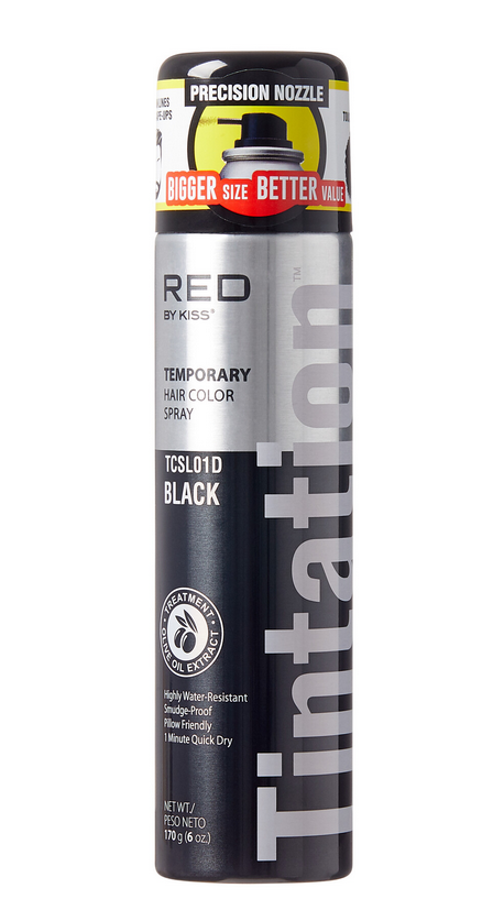 RED BY KISS TINTATION Temporary Hair Color Spray - 6 oz | Washable & Vibrant Hair Dye for Parties, Halloween & Cosplay | Safe for All Hair Types