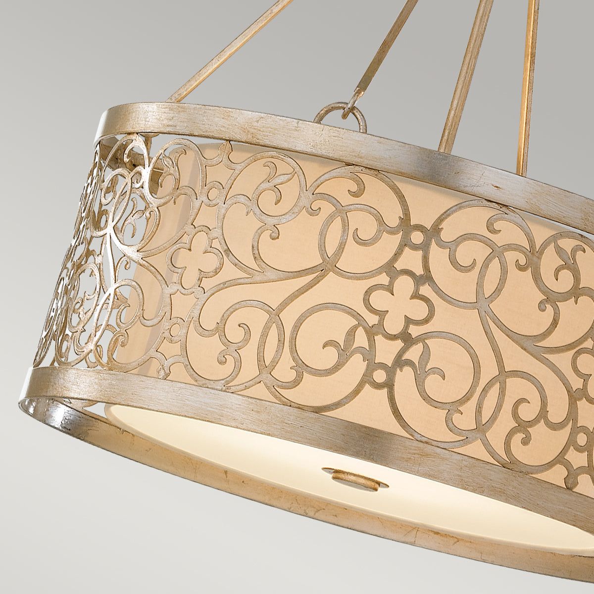 Arabesque 4L Center Ceiling Light - Silver Leaf Patina Finish - Elegant Chandelier for Dining Room, Living Room & Bedroom Lighting