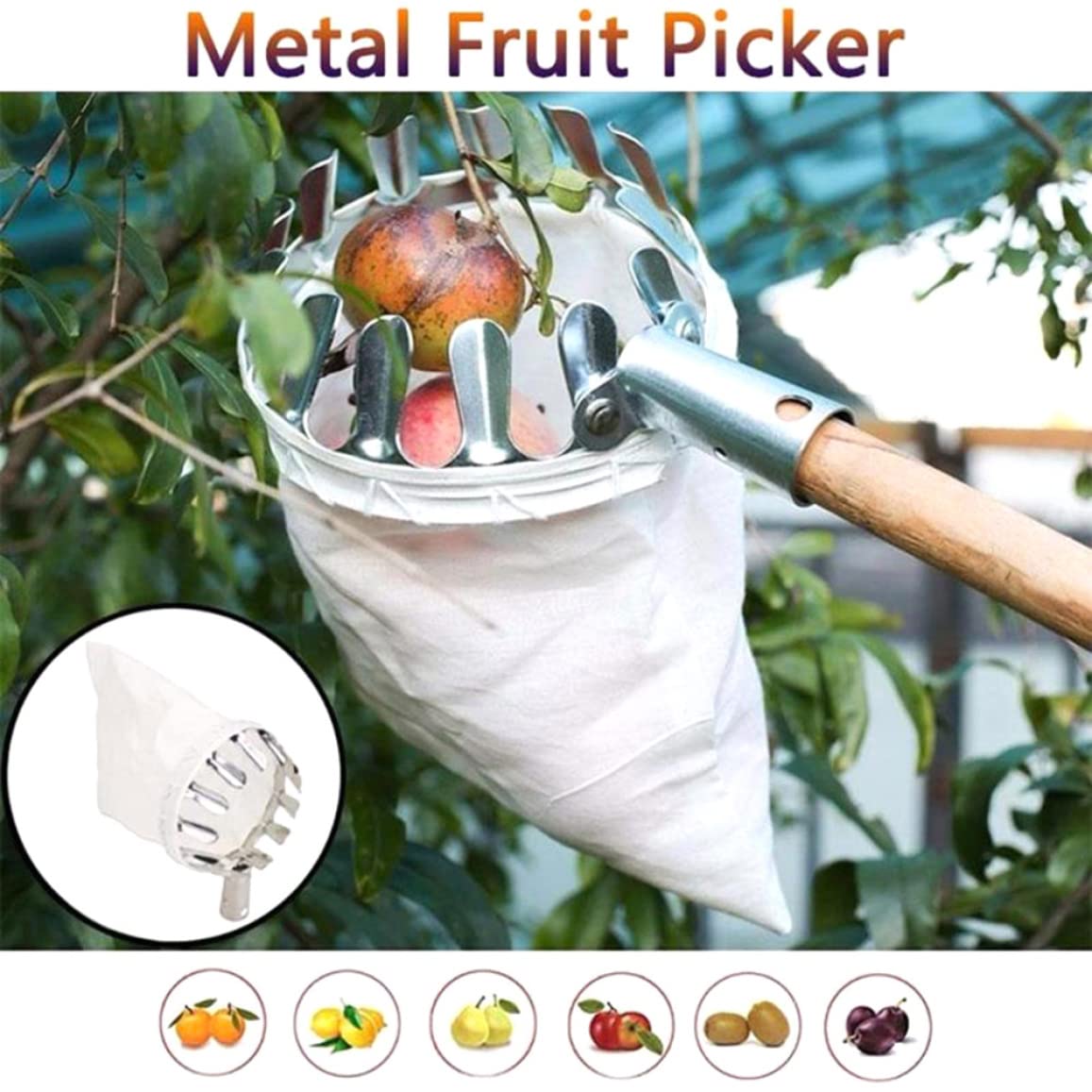 4PCS Lightweight Telescopic Fruit Picker Set - Extendable Fruit Harvesting Tool for Apples, Peaches, Lychee & Berries | Perfect for Home Garden, Orchard Harvesting & Farm Fruit Collection
