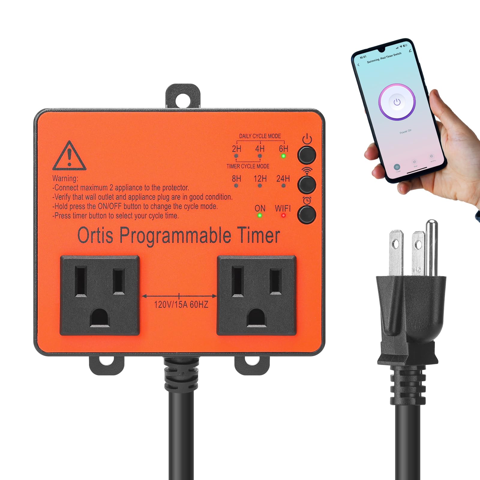 Ortis Smart WiFi Pool Timer Switch - Smart Life App Control for Above Ground Pools, Filters, Pumps & Landscape Lights | Remote On/Off & Scheduling | Perfect for Backyard Swimming Pools, Water Features & Outdoor Lighting