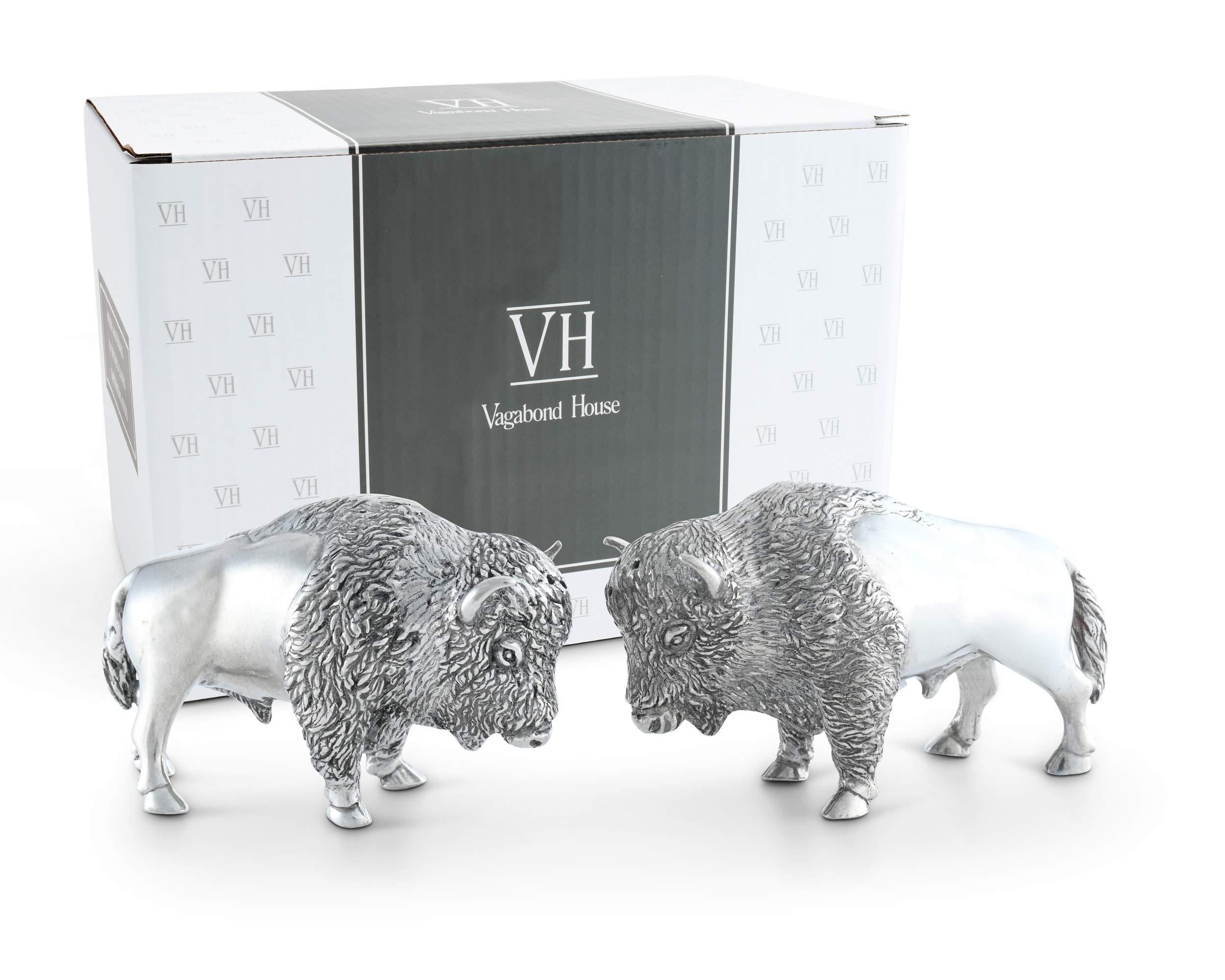 Vagabond House Pewter Bison Salt and Pepper Shaker Set - 3