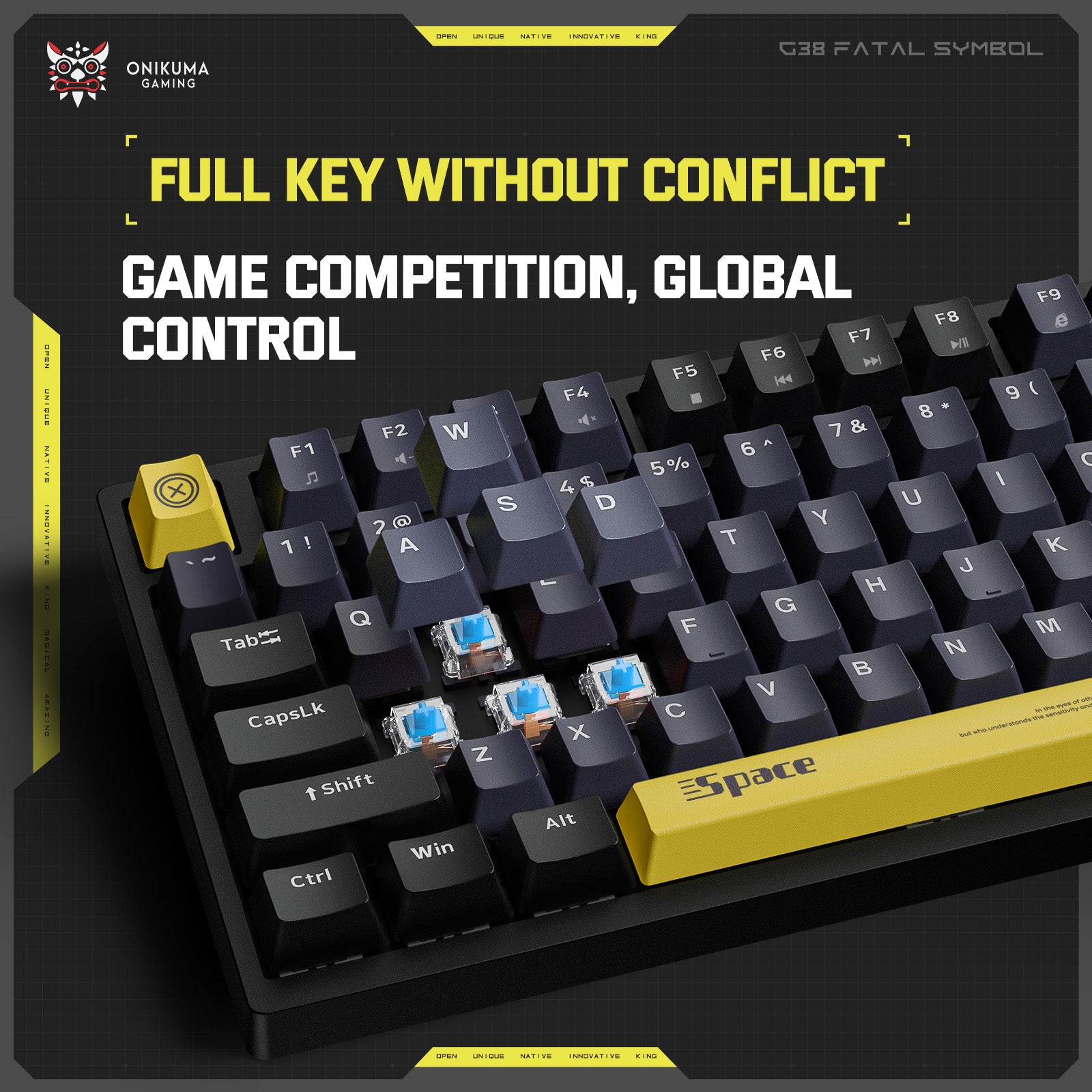 ONIKUMA G38 RGB Wired Mechanical Gaming Keyboard - 98 Keys with Customizable Backlight for PC & Laptop - Perfect for Esports, Office Work & Late-Night Gaming Sessions