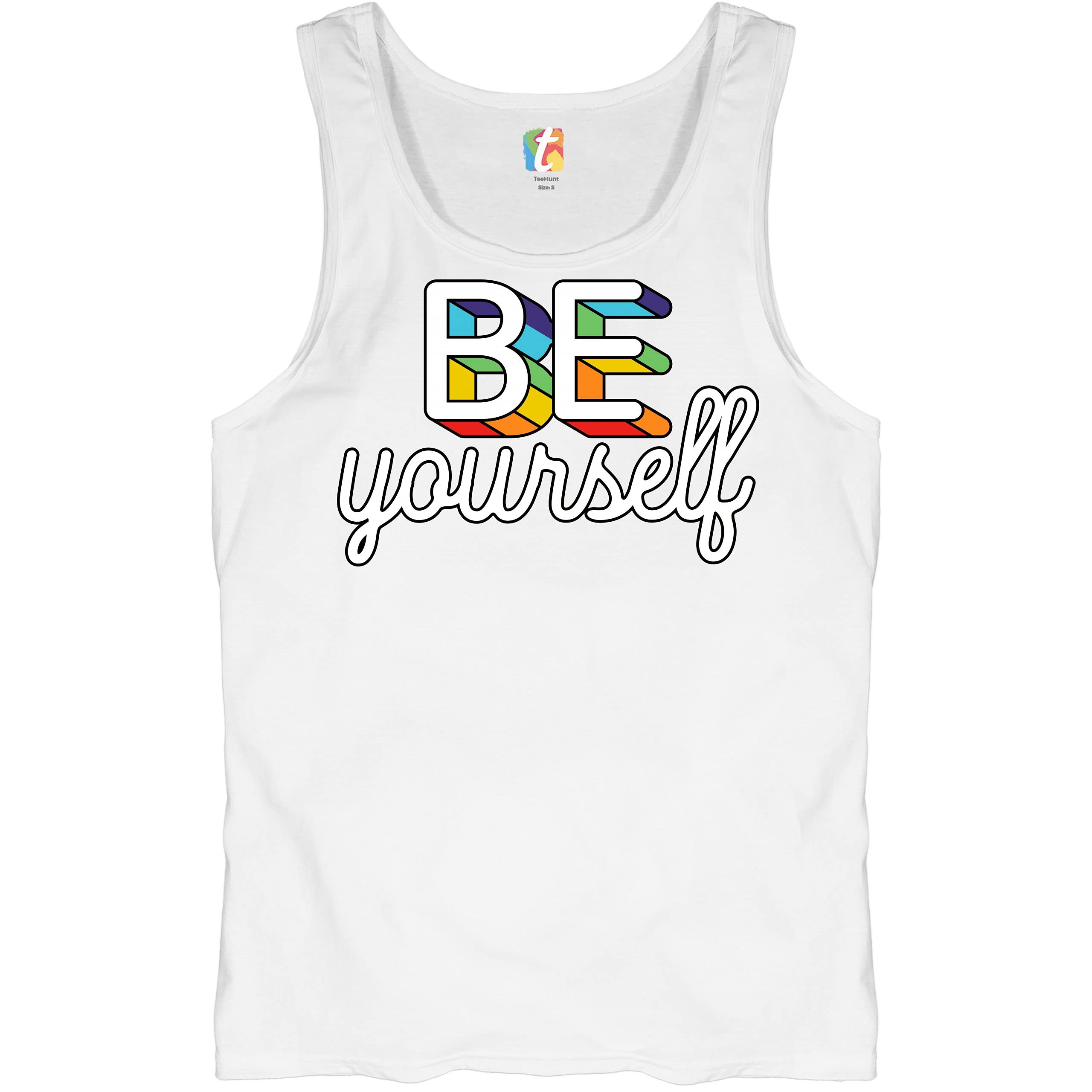 Be Yourself LGBT Pride Rainbow Tank Top for Men - Gay Ally Support & Good Vibes - Perfect for Pride Parades, Festivals, and LGBTQ+ Events