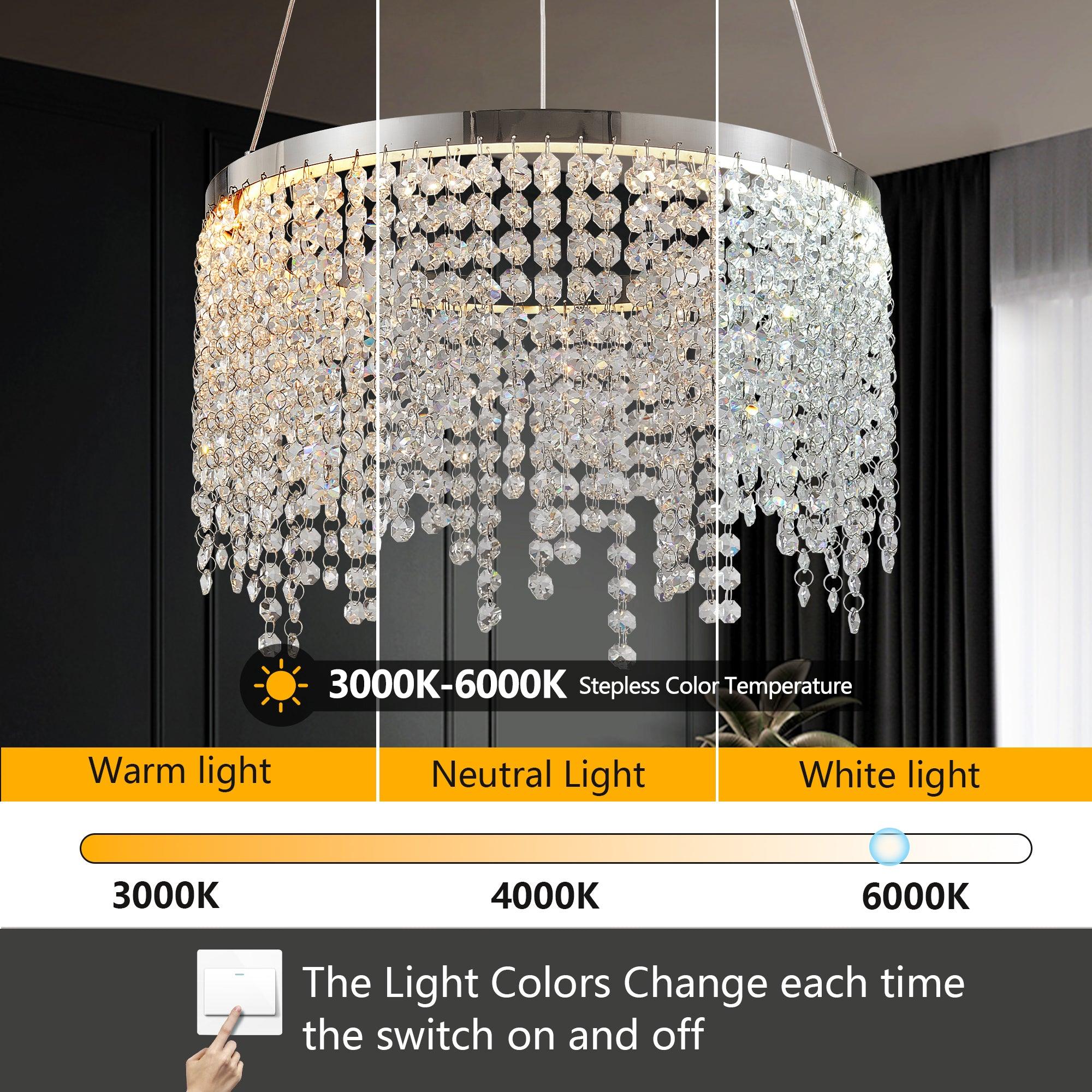 15.7 Inch Modern Luxury Crystal Chandelier - Elegant Hanging Ceiling Lamp with Pendant Lighting for Dining Room, Living Room & Bedroom Decor