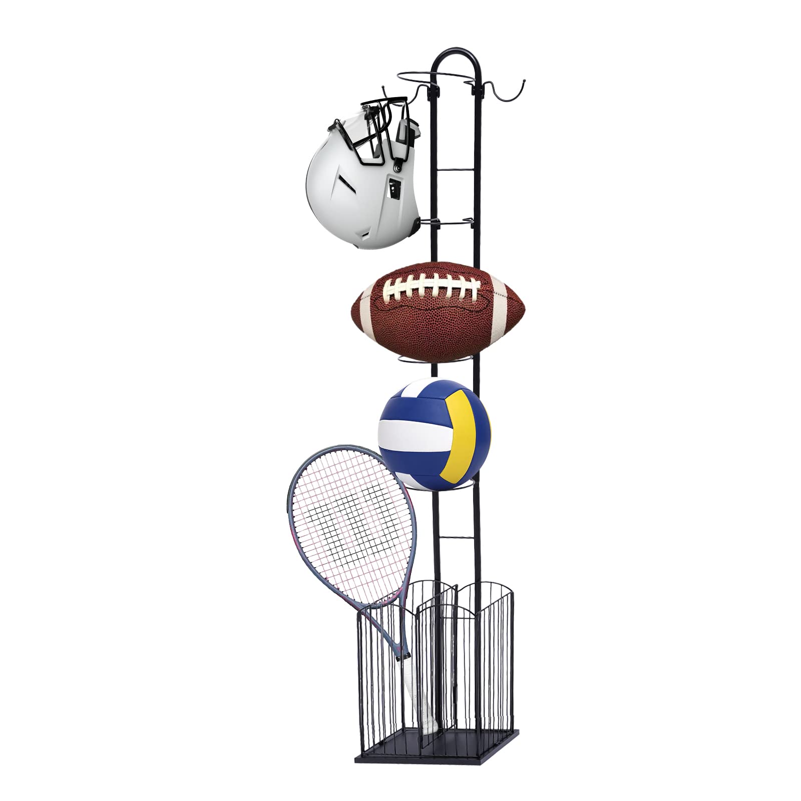 Eapmic Sports Ball Storage Rack - Heavy Duty Metal Basketball Football Soccer Volleyball Organizer Holder for Home, Garage, Gym, and Playroom - Perfect for Organizing Sports Equipment and Toys