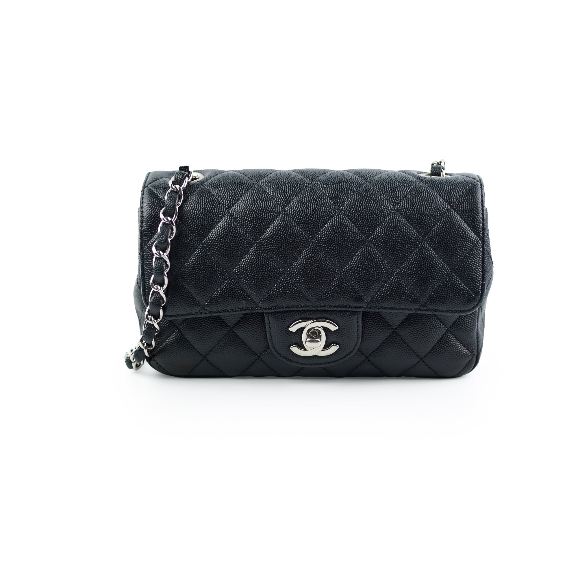 Chanel Mini Rectangular Black Caviar Leather Crossbody Bag with Edge Stitching - Luxury Designer Handbag for Women, Perfect for Date Night & Evening Events