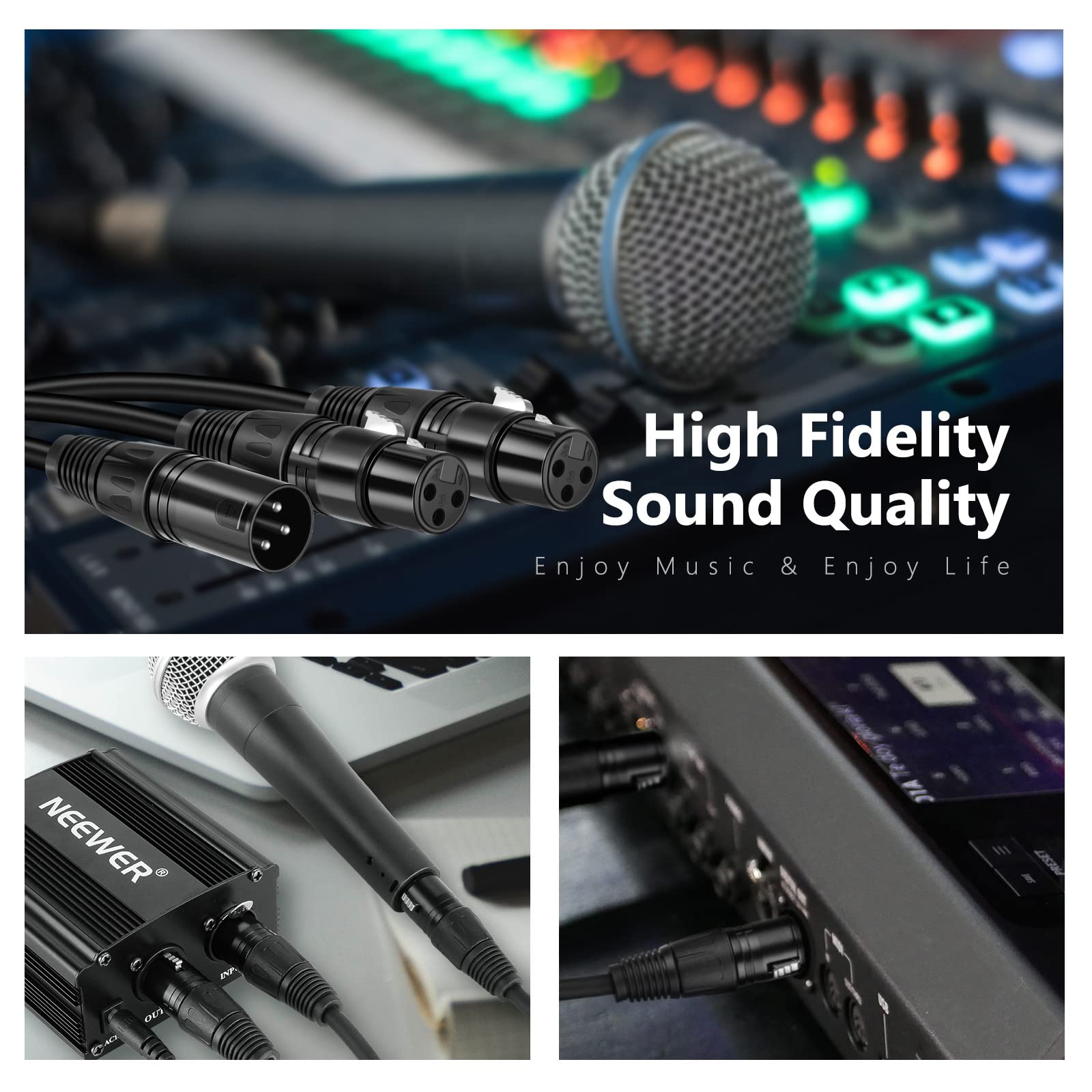 Neewer XLR Splitter Cable - Male to 2 Female XLR Mic Combiner Y Cord, 3-Pin Balanced Microphone Splitter (1.6 Feet) - Perfect for Podcasting, Live Streaming & Studio Recording