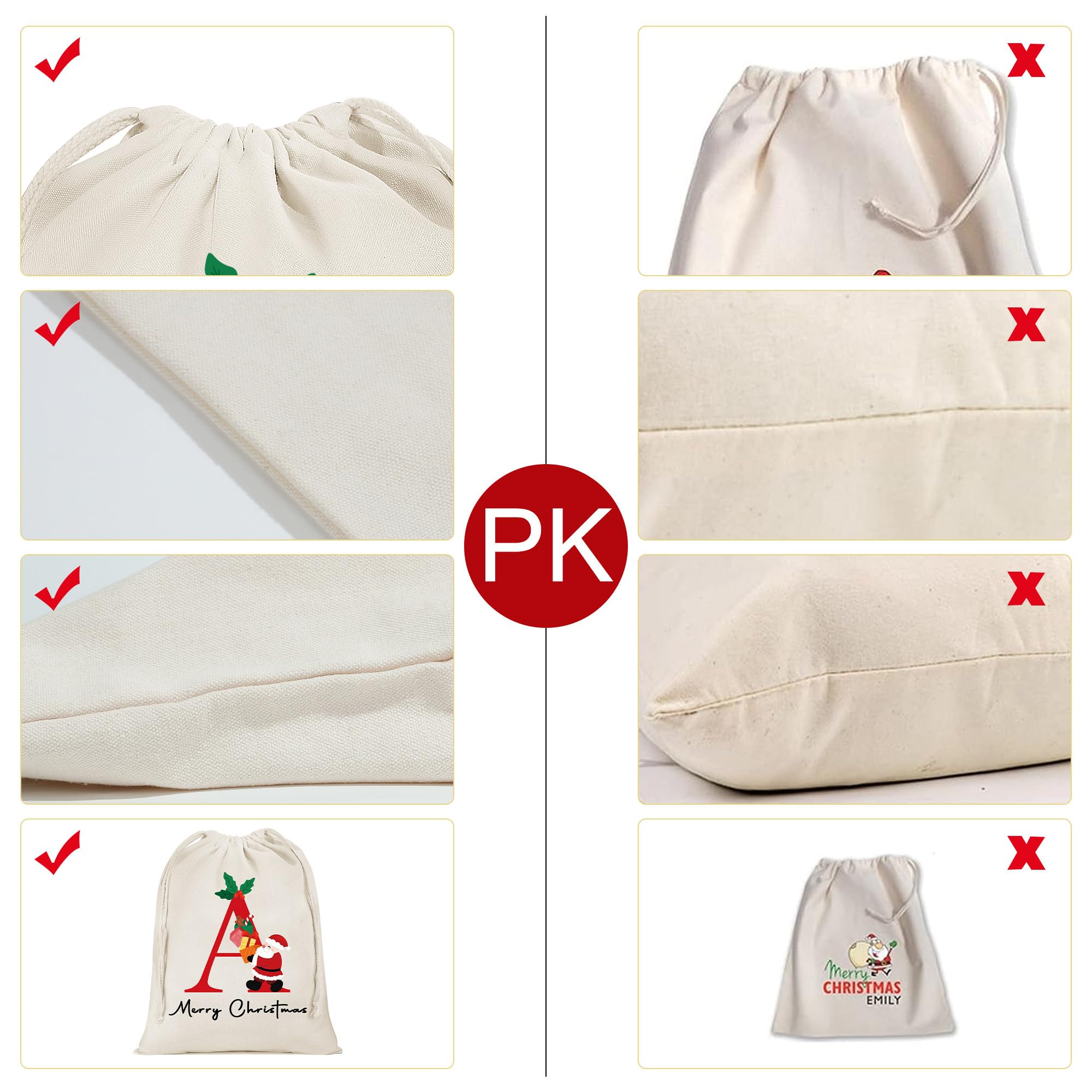 Parima Large Reusable Personalized Gift Bags 20x26.97 Inch - Christmas Santa Sack with Initial for Holiday Gifts, Party Supplies & Decorations | Perfect for Christmas Presents, Holiday Decor, and Festive Gift Wrapping