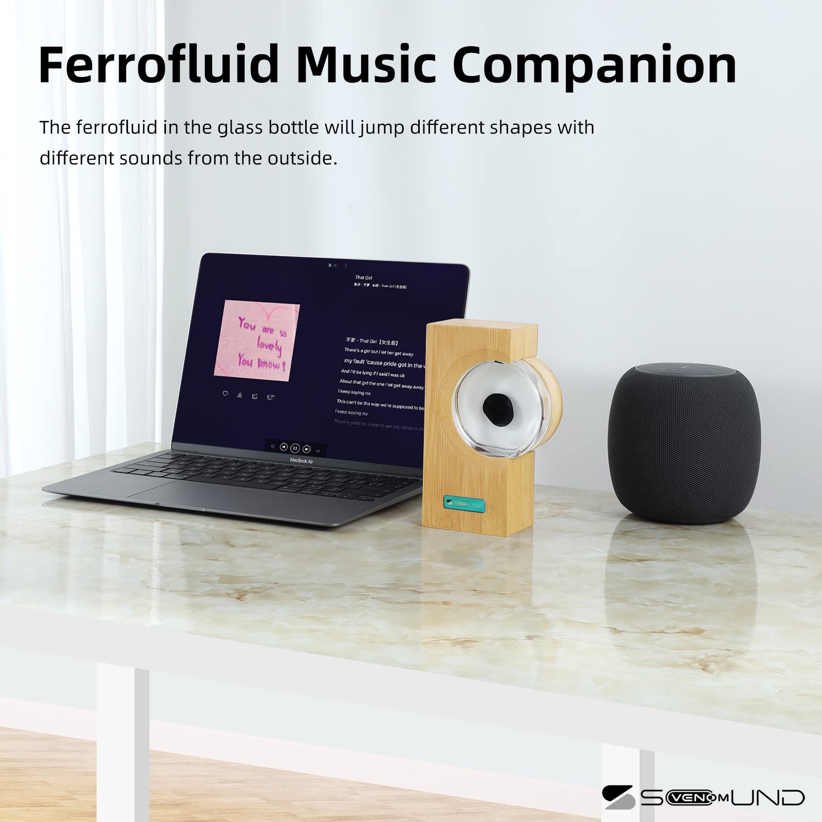 Dancing Ferrofluid Display Lamp - Magnetic Liquid Motion with Music Rhythm, Cool Desktop Decor for Teens & Adults, Unique Science Gift for Office/Home Decor (Not a Speaker)