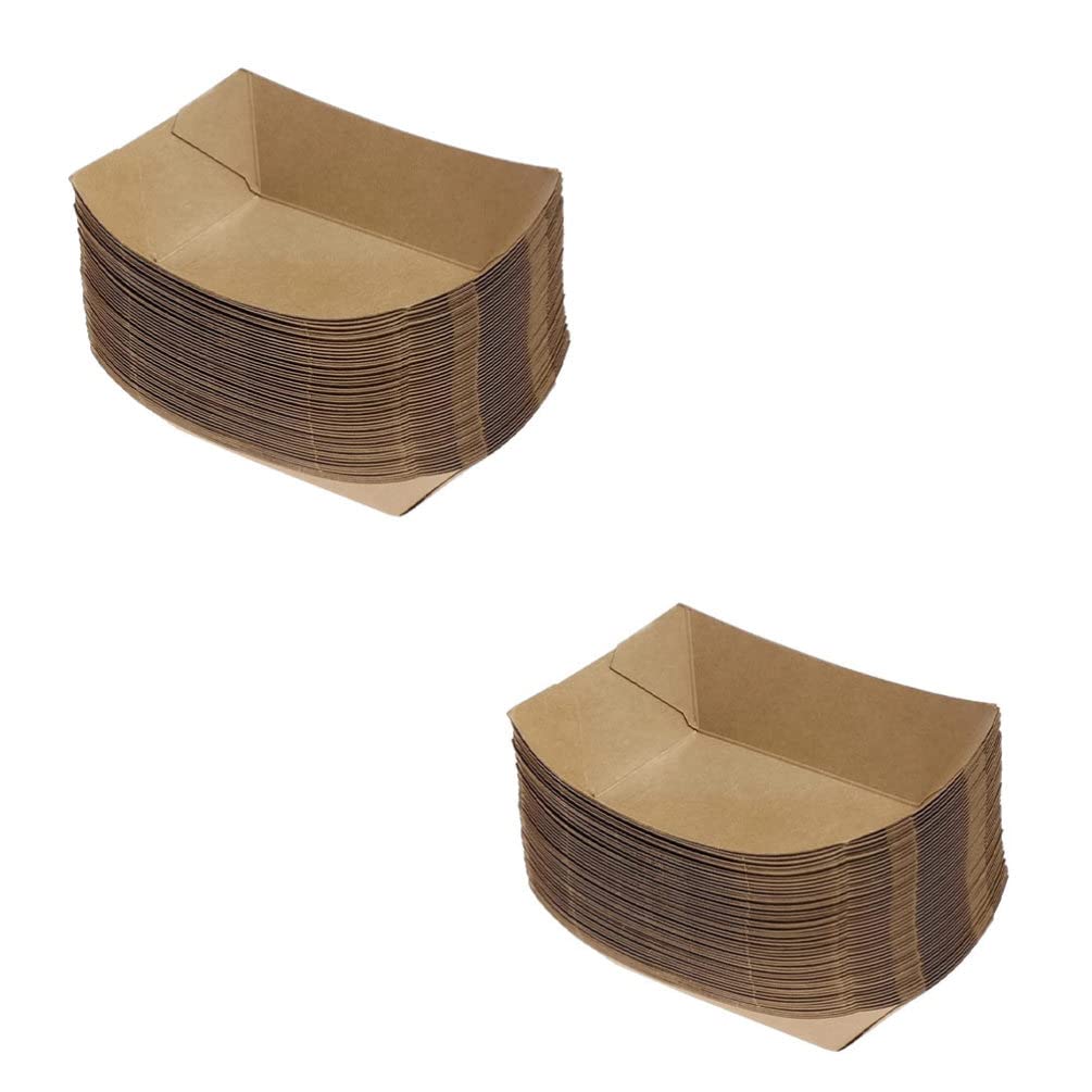 Disposable Kraft Paper Food Trays 50Pcs - Eco-Friendly Snack Serving Trays for Nachos, Fries, Hot Dogs | Perfect for Carnivals, Fairs, Festivals, Parties & Picnics | Sturdy Appetizer & Condiment Holder for Easy Outdoor Dining