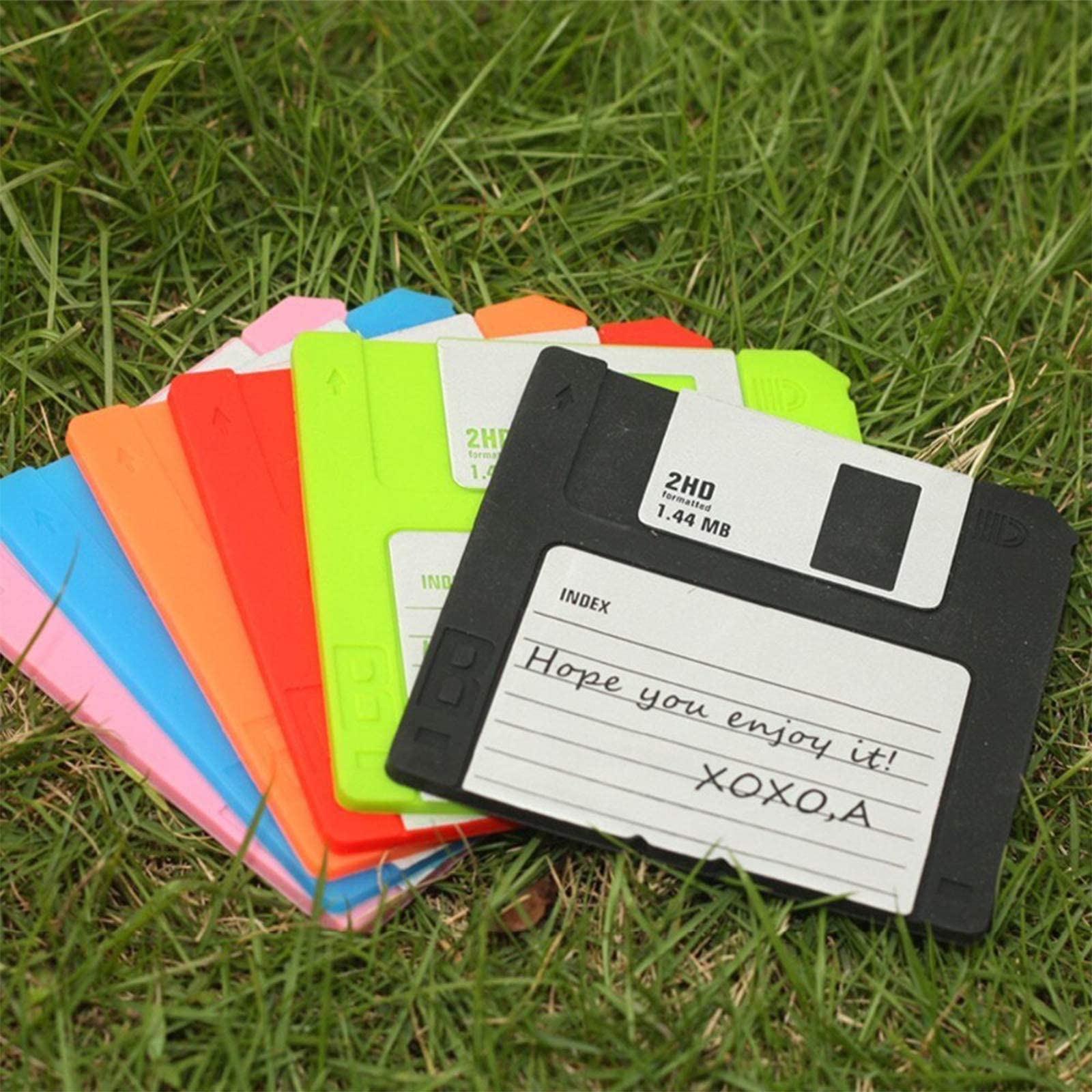 Retro Floppy Disk Coasters Set of 6 - Durable Heat Resistant & Non-Slip Silicone Coasters - Unique Gift for Tech Enthusiasts - Perfect for Home, Office, and Gaming Setups