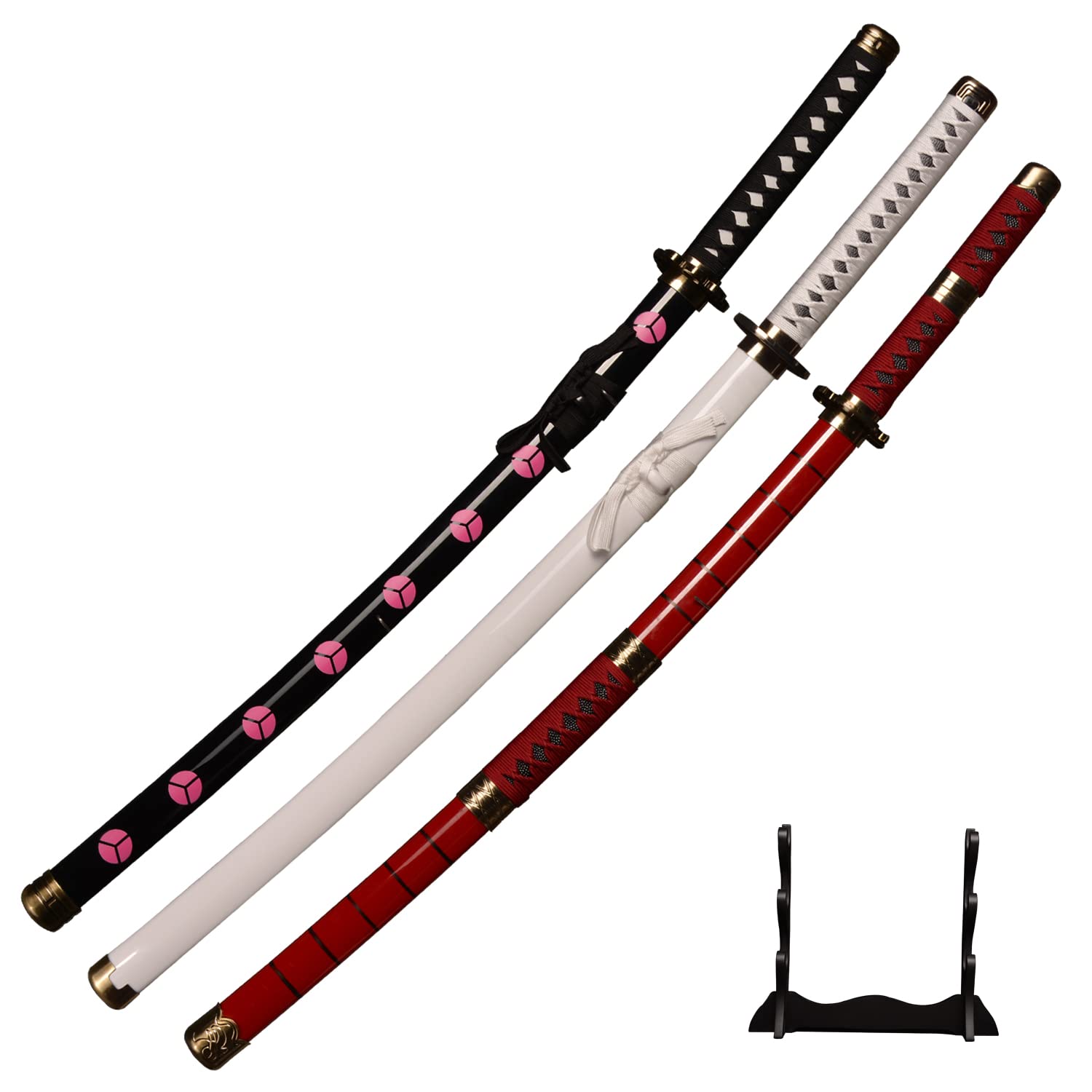 Roronoa Zoro Wooden Sword Set - 3 Piece Anime Cosplay Kit (Kitetsu, Shisui, Wado Ichimonji) - 104cm Replica for One Piece Fans | Perfect for Cosplay, Halloween Costumes & Anime Collectors