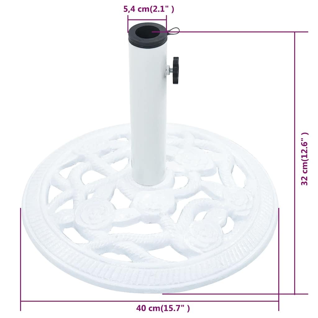 Heavy Duty 19.8 lb Cast Iron Umbrella Base - 15.7 Inch White Outdoor Patio Stand for Market Umbrellas, Perfect for Poolside, Garden, Deck, and Backyard Use
