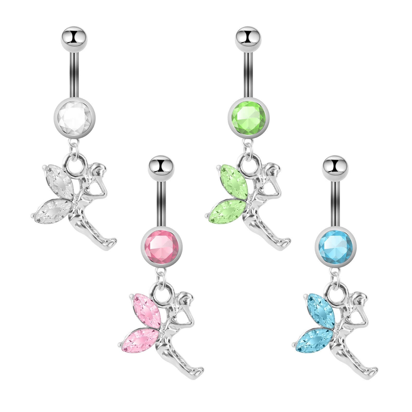 Angel Wings Belly Rings - Stainless Steel Navel Piercing Jewelry for Women | Trendy Body Jewelry for Parties, Beach & Everyday Wear