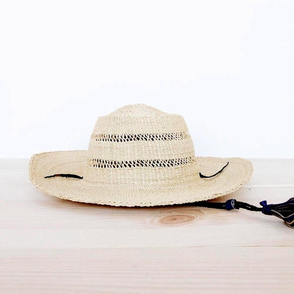 Stylish Ghanaian Lace Design Straw Hat with Wide Brim - Perfect for Beach Vacations, Summer Outfits, and Outdoor Events