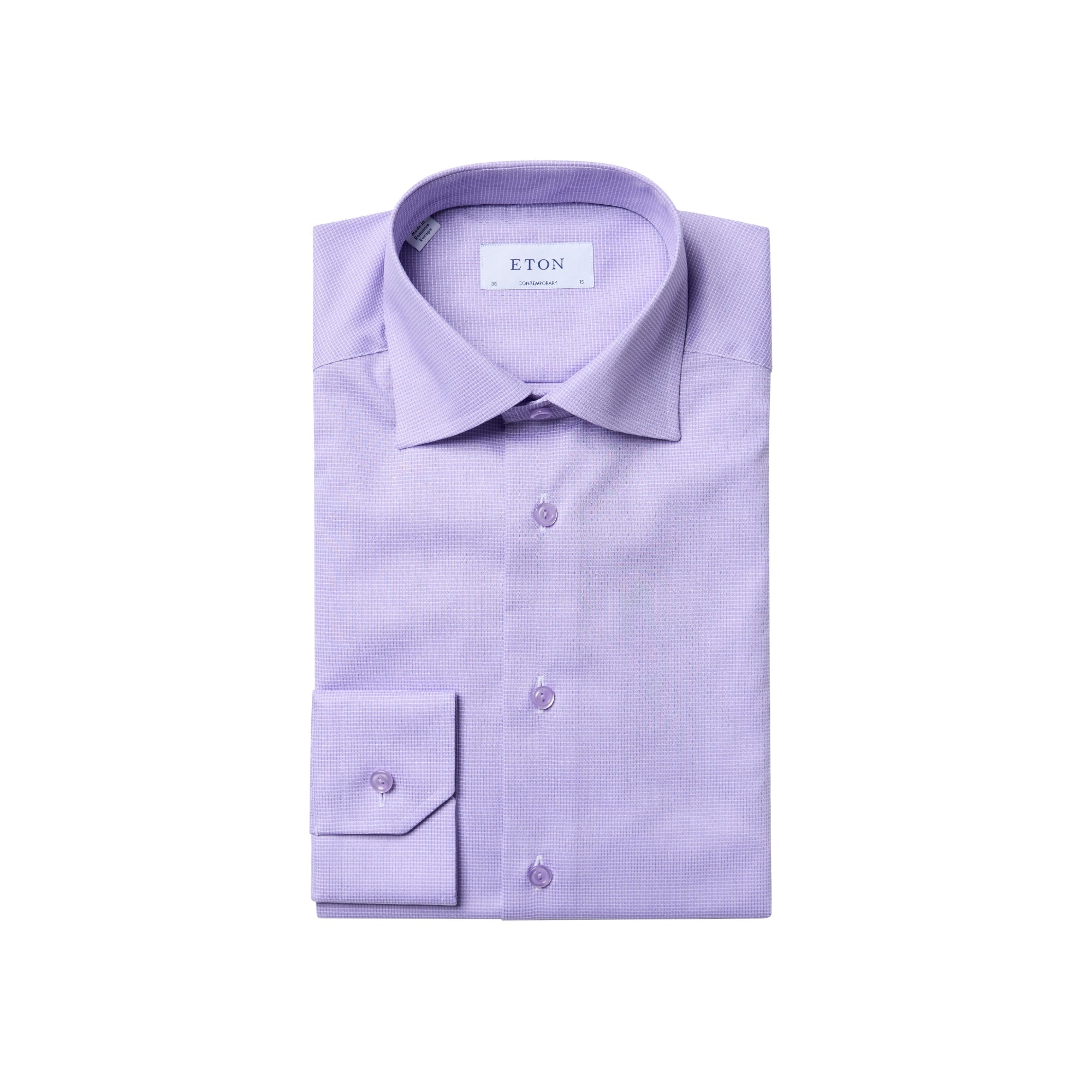 ETON Dobby Shirt for Men - Contemporary Fit Cutaway Collar Light Purple Dress Shirt | Business Casual & Formal Office Wear