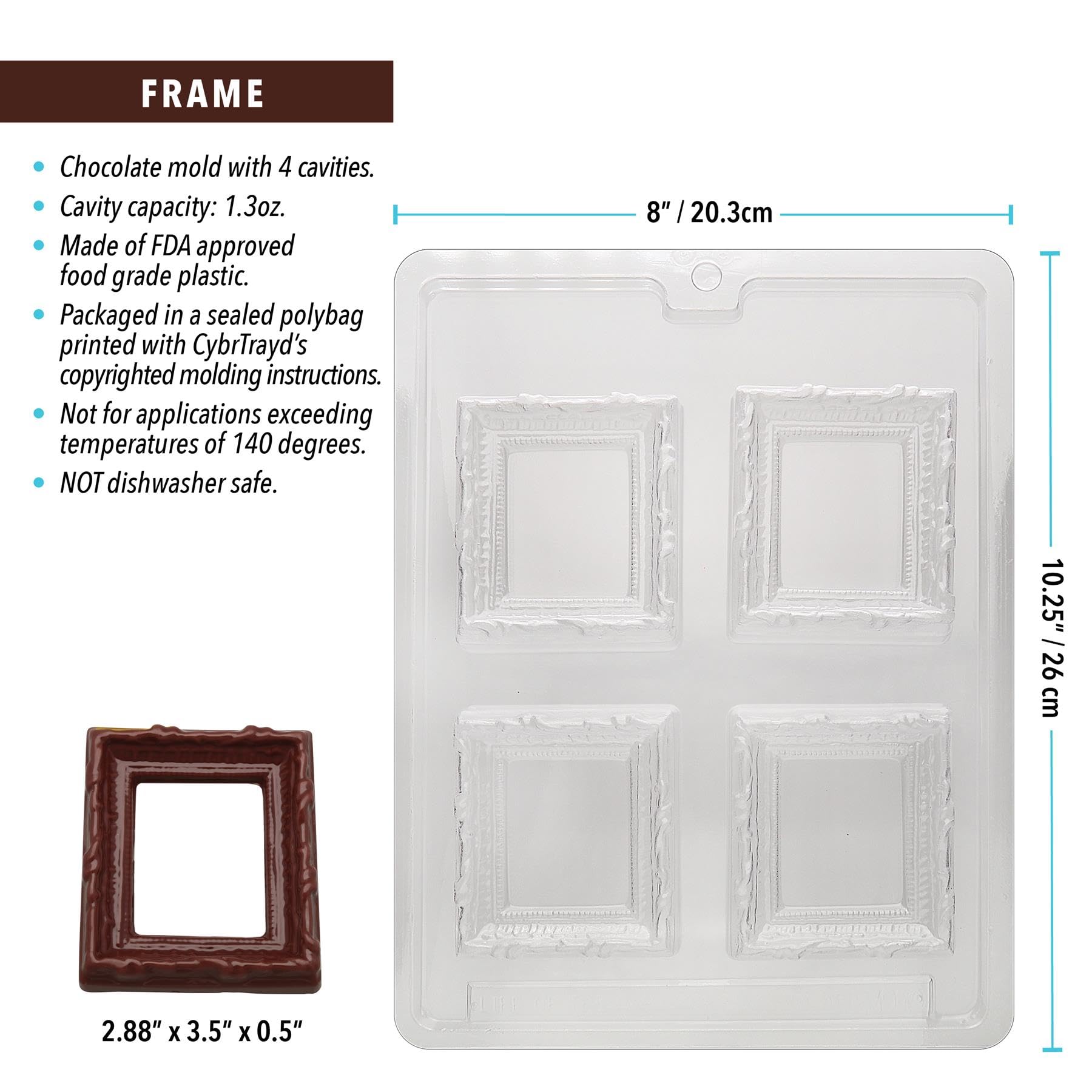 Cybrtrayd Premium Chocolate Candy Mold Kit with Copyrighted Instructions - Perfect for DIY Chocolate Making, Holiday Gifts & Baking Decorations