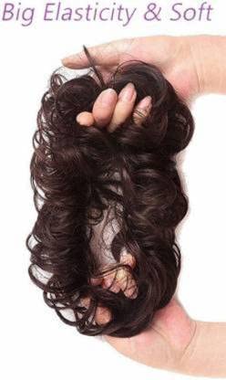 Messy Bun Hair Extension for Women - 1 Piece Synthetic Hair Scrunchies with Elastic Rubber Band (Black) - Perfect for Quick Hairstyles, Parties, and Everyday Wear