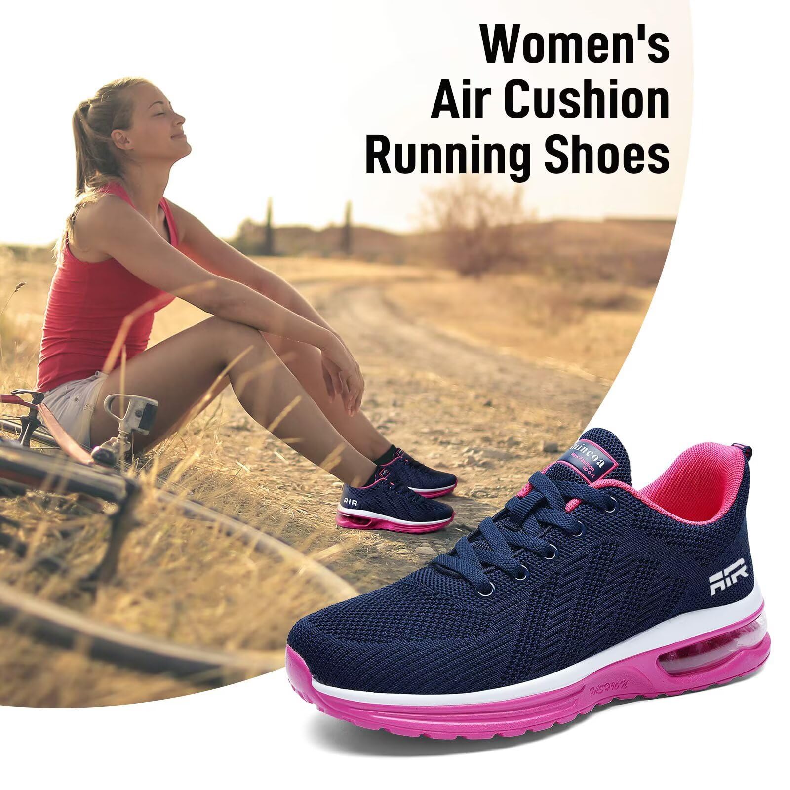 Lamincoa Women's Lightweight Walking & Running Shoes - Breathable Mesh Sneakers with Air Cushion for Gym, Workout, Tennis & Sports - Non-Slip Comfort for Active Lifestyles