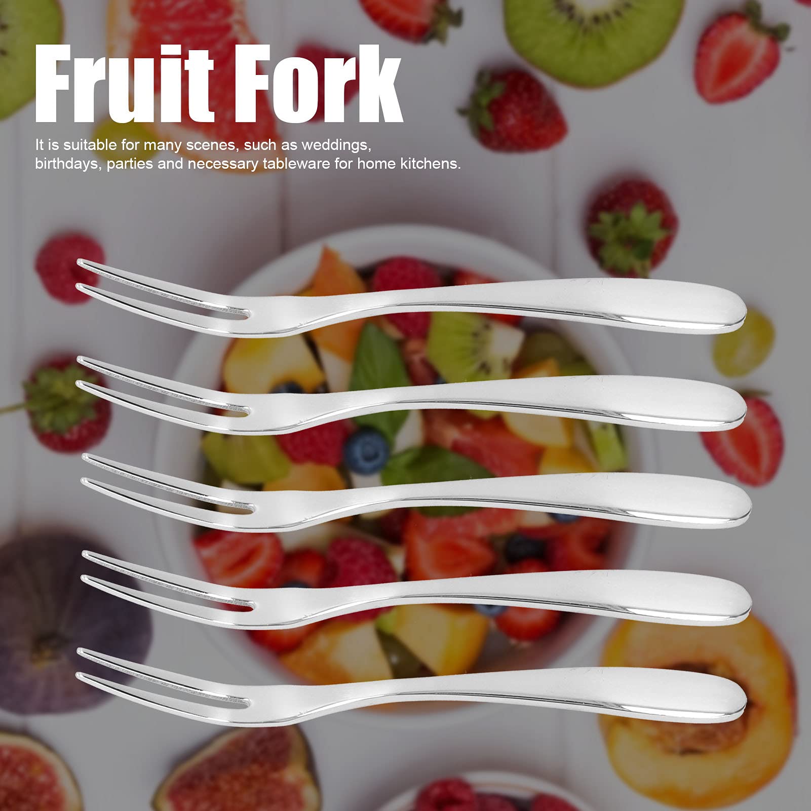 5Pcs Stainless Steel Dessert Forks - Elegant Cocktail & Appetizer Forks for Fruit, Salad, Desserts (4.7 Inch) - Perfect for Parties, Weddings & Fine Dining
