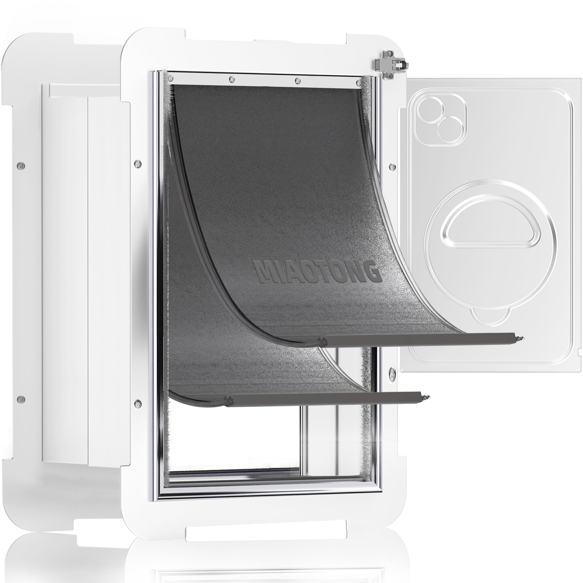 Upgraded MIAOTONG Medium Dog Door for Wall - Double Flap Steel Frame Pet Door with Telescoping Tunnel for Dogs & Cats (Pets Up to 40 Lb) - Weatherproof & Secure Entry for Indoor/Outdoor Pets