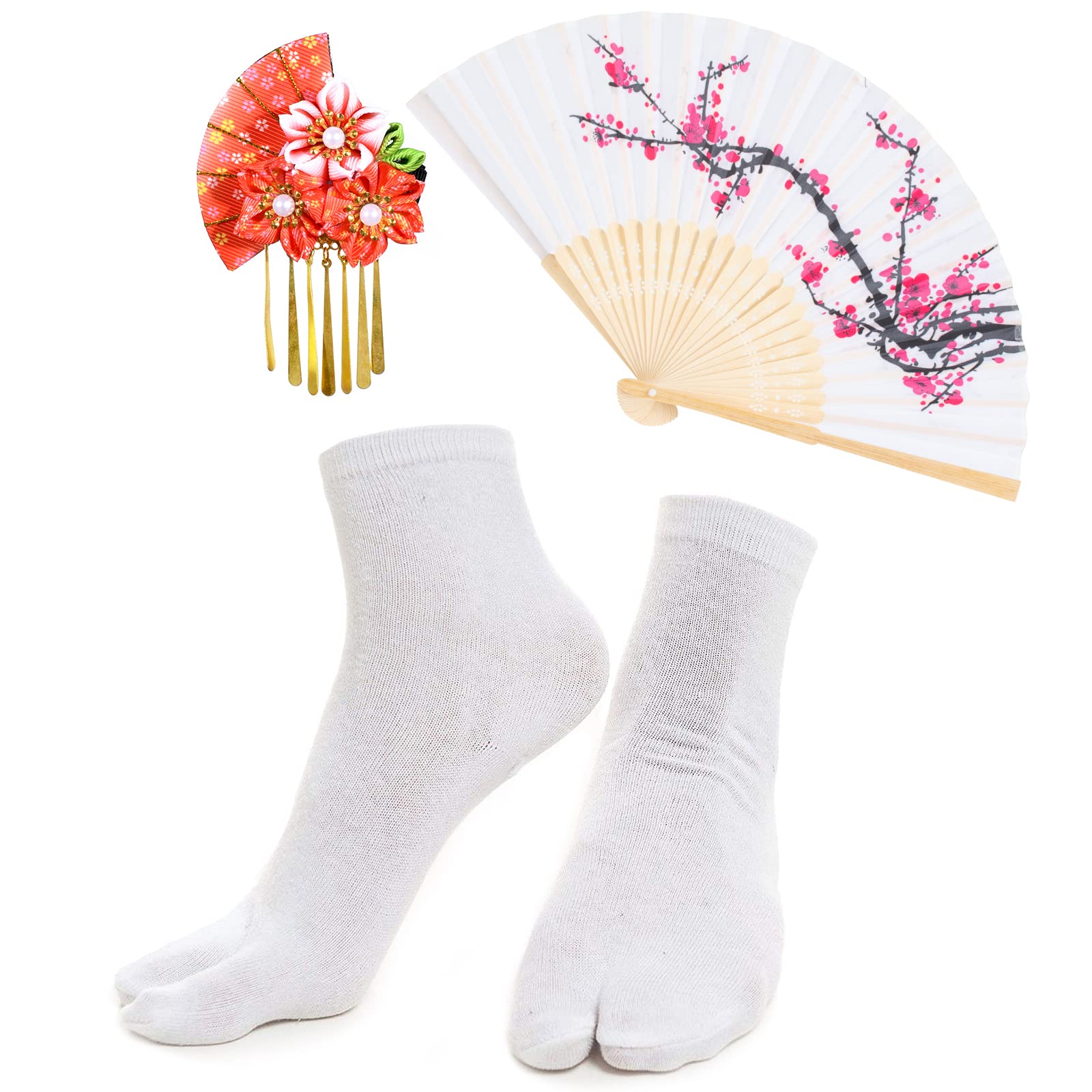 Elegant Women's Kimono Robe - Japanese Geisha Yukata with Sweet Tuxedo Ruffle & Blossom Satin - Luxurious Bathrobe & Sleepwear Set with Tabi Socks - Perfect for Spa, Loungewear, Cosplay & Special Occasions