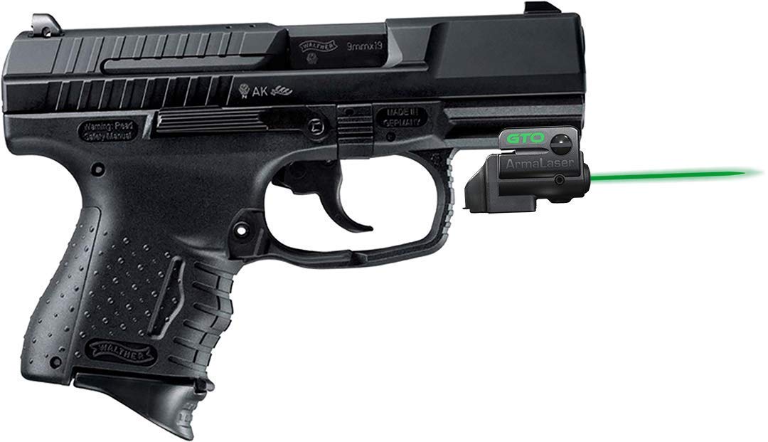 ArmaLaser GTO & FLX43 Green Laser Sight with GripTouch Switch for Walther P99c Pistol - Compact Handgun Laser for Tactical Shooting & Home Defense