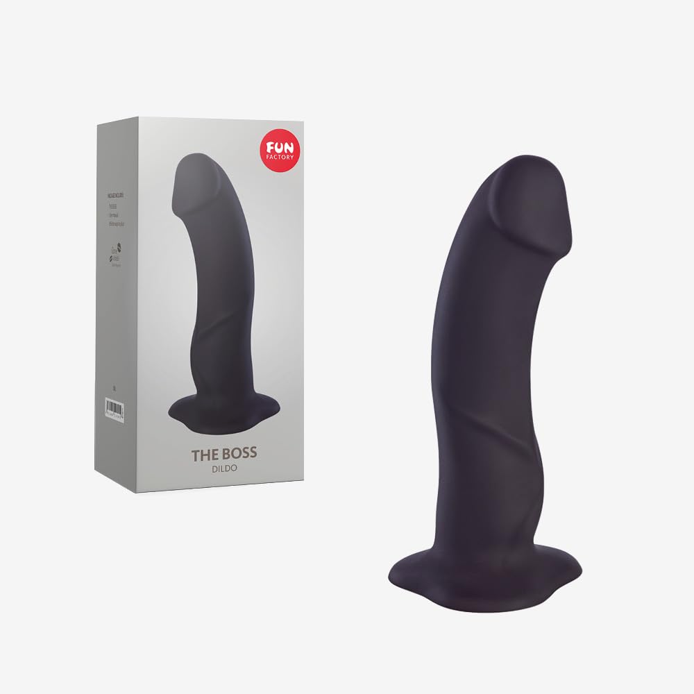 Fun Factory THE BOSS - Premium Black Silicone Dildo for Women & Men | Ultimate Pleasure Toy for Couples & Solo Play | Perfect for Bedroom Fun & Sensual Massage