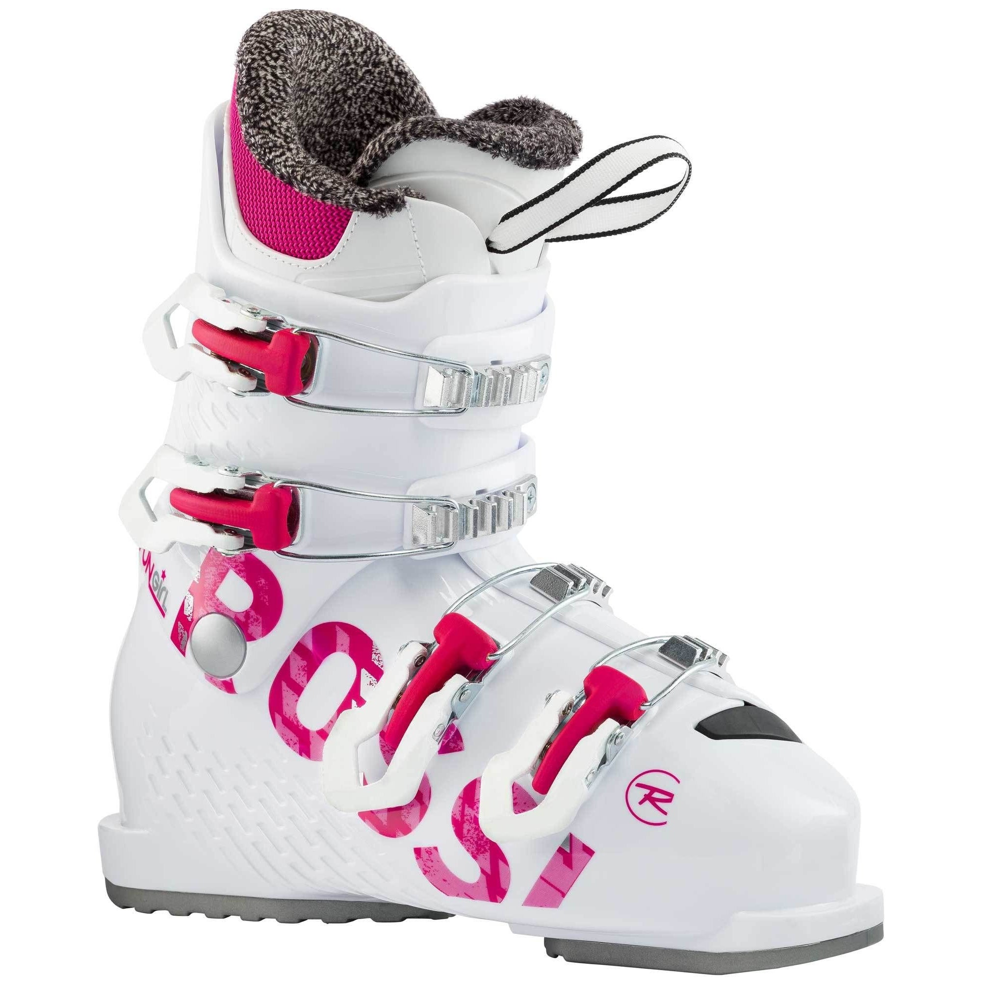 Rossignol 2023 Fun Girl 4 Junior Ski Boots - Kids Adjustable Ski Boots for Girls Ages 4-8 - Comfortable & Warm Winter Snow Boots for Skiing, Snowboarding & Outdoor Winter Activities