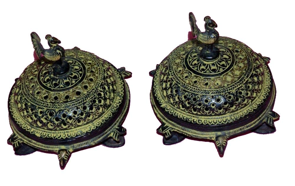 Peacock Shaped Turtle Incense Holder Pair - Spiritual Room Decor, Aromatherapy & Meditation Accessories for Yoga, Home, and Office Use