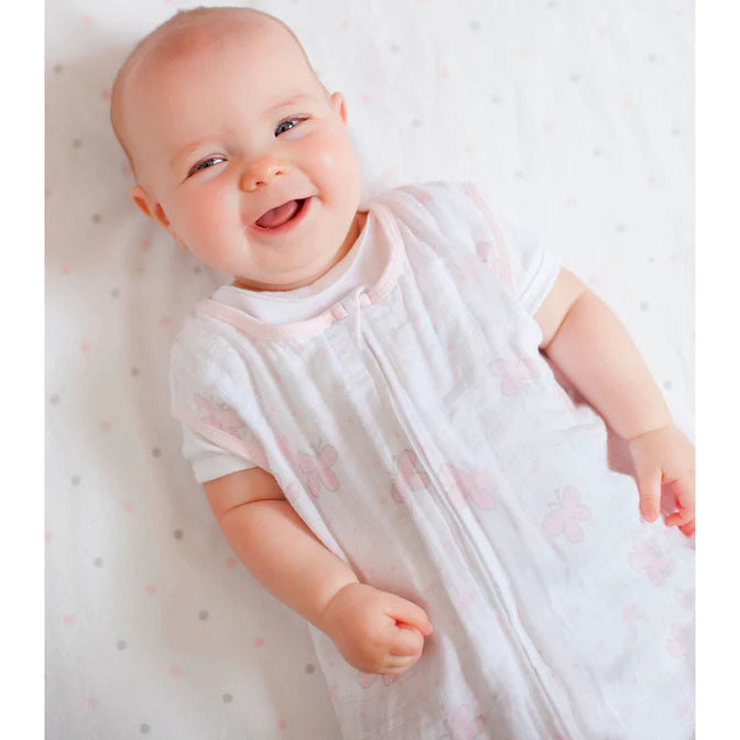 Muslin Non-Weighted zzZipMe Gown & Sack Set - Butterfly Print Baby Sleepwear (BGB 0042) | Soft Newborn Swaddle Outfit for Hospital, Home & Photo Shoots