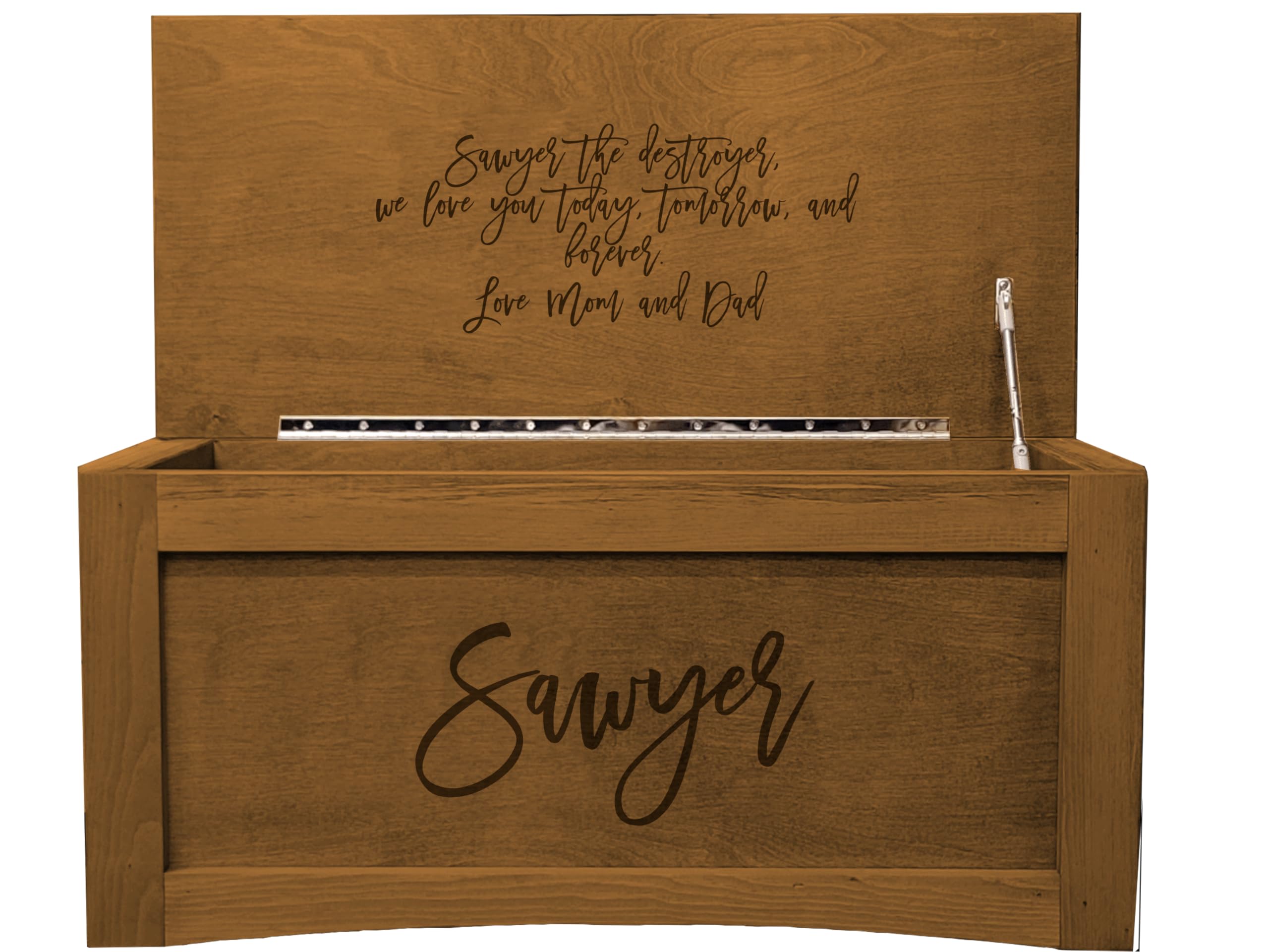 Personalized Engraved Wooden Toy Box & Blanket Chest - Custom Memorial Hope Chest by Webb Ranch Specialties (Early American Style) - Perfect for Nursery Storage, Wedding Gifts & Family Heirlooms