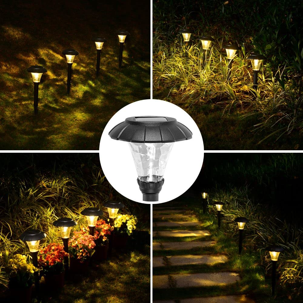 6 Pack 8 Lumens Solar Pathway Lights - Waterproof Outdoor Solar Landscape Lighting for Path, Walkway, Yard, Garden & Lawn | Perfect for Driveway Edging, Patio Decor & Backyard Illumination