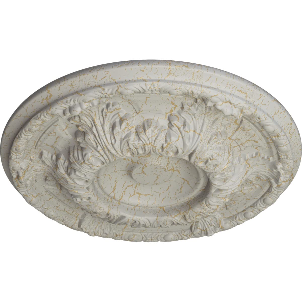 Ekena Millwork CM19GAPCC Granada Ceiling Medallion - 19 Inch Diameter, 1.5 Inch Projection - Fits 7 1/8 Inch Canopies - Hand-Painted Pot of Cream Crackle Finish - Perfect for Dining Room, Bedroom & Living Room Ceiling Decor