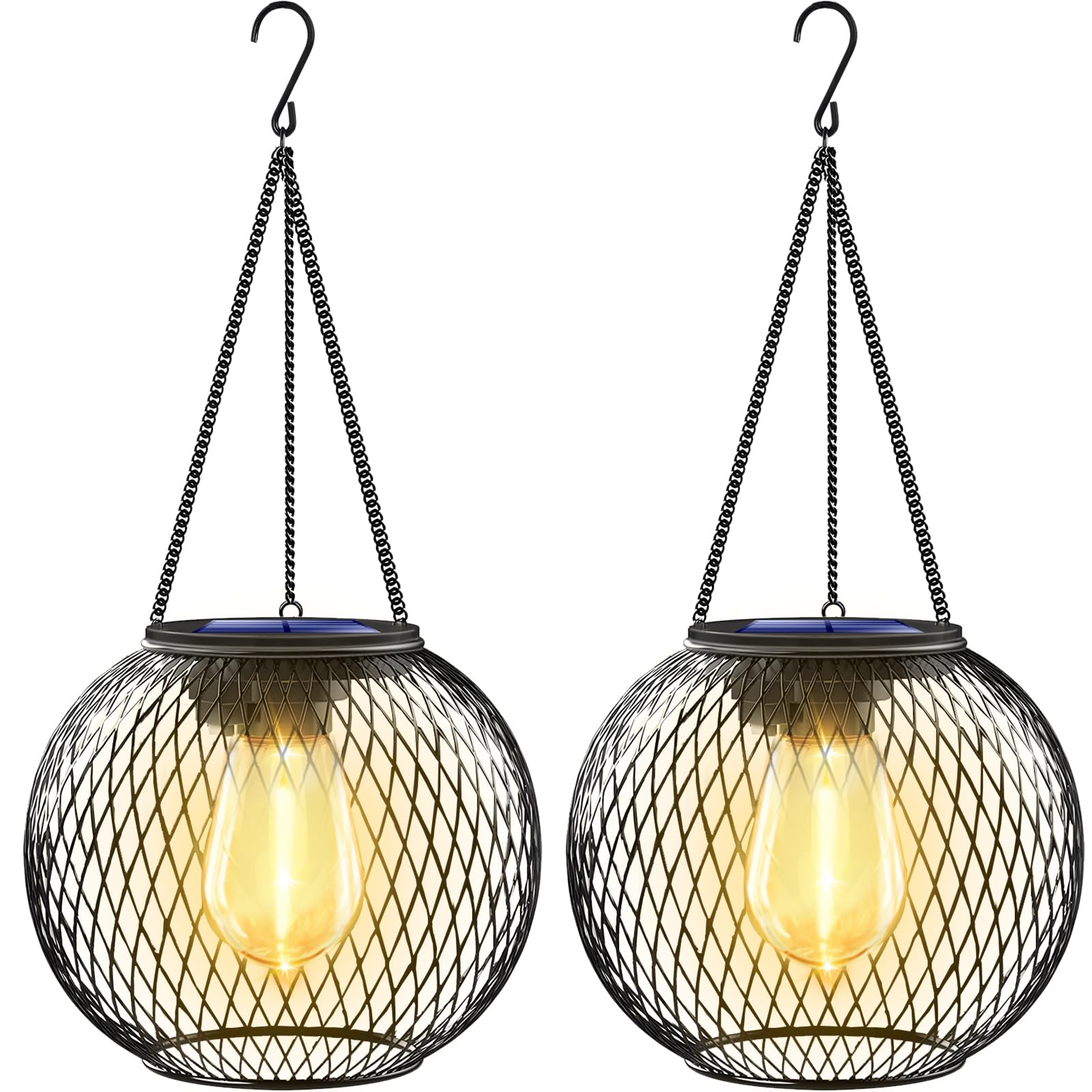 UBright Solar Lanterns - Waterproof Outdoor Hanging Lights, Solar Powered Garden Decor for Patio, Yard & Pathway (2 Pack) - Perfect for Evening Gatherings & Landscape Lighting