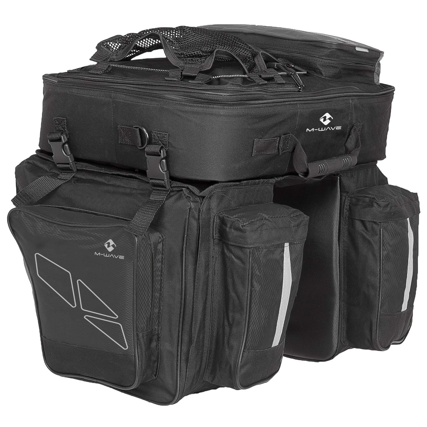M-Wave Cicli Bonin Unisex Adult Travel Touring Bike Pannier Set - Waterproof Amsterdam Bicycle Bags for Commuting & Cycling Trips (Black, One Size) - Perfect for Urban Commutes, Long-Distance Tours & Grocery Shopping
