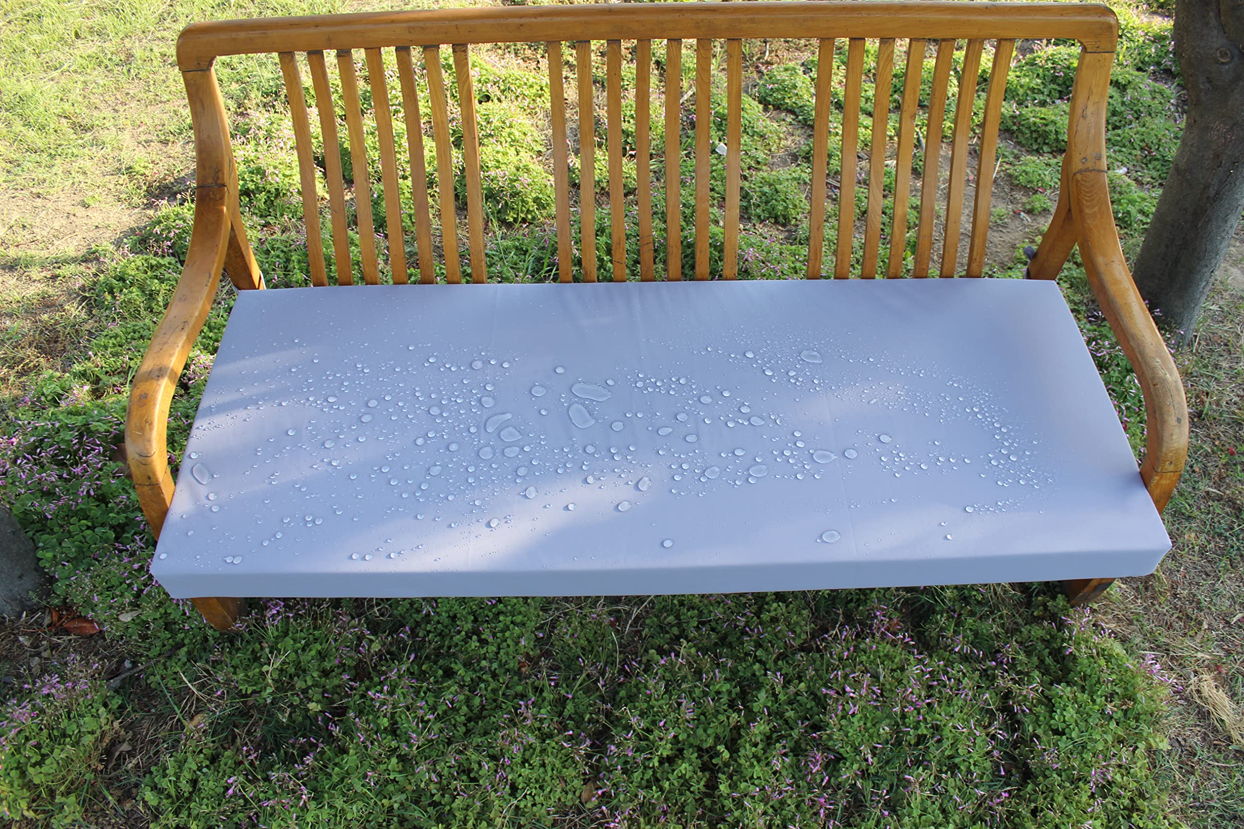 Waterproof Outdoor Indoor Bench Swing Cushion - Light Grey Patio Furniture Cushion 48x18x2 Inch - Perfect for Garden, Deck, Porch & Poolside Seating