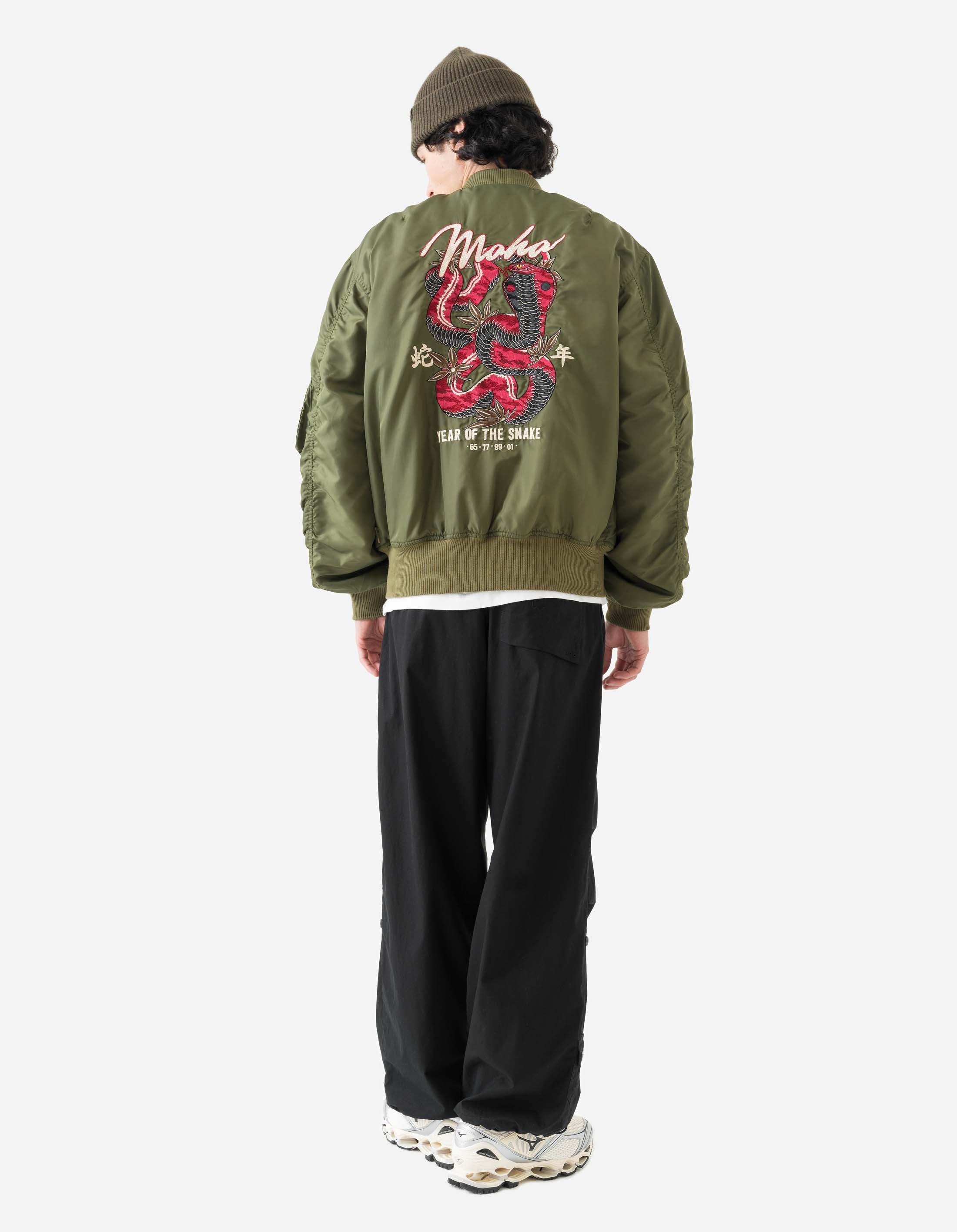 Year of the Snake 6089 MA1 Flight Jacket - Olive OG 107F Bomber Jacket for Men | Vintage Military Style Outerwear for Casual Wear & Street Fashion