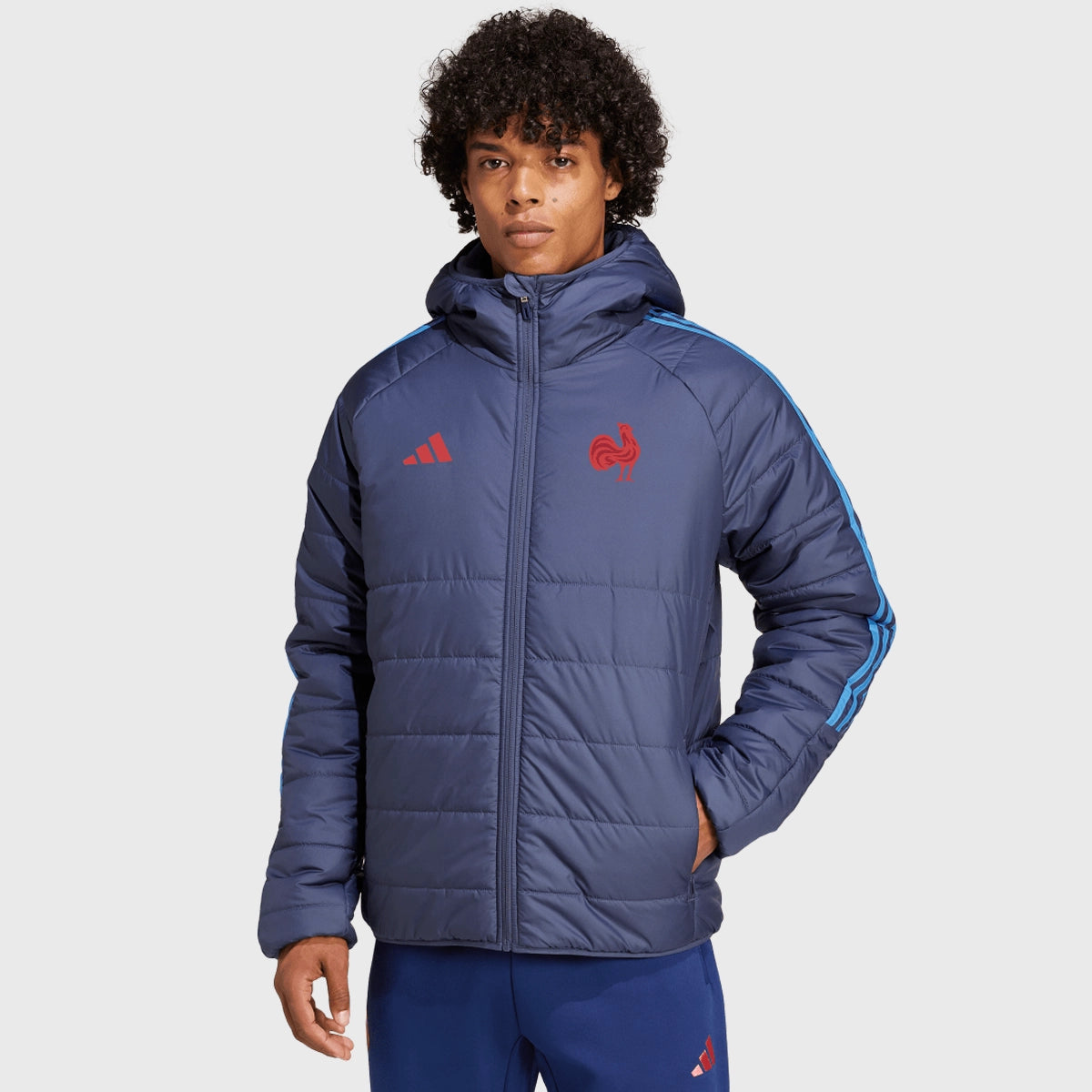 Adidas France Rugby Winter Jacket for Men - Waterproof Windproof Insulated Coat for Cold Weather - Perfect for Rugby Matches, Outdoor Sports & Winter Activities