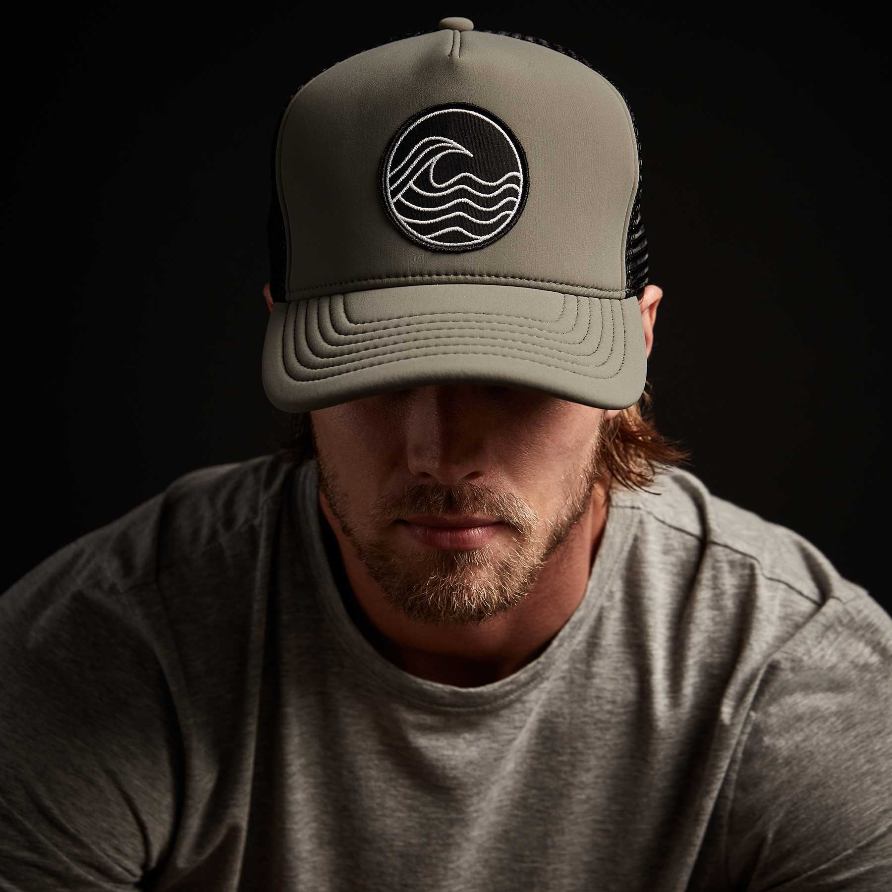 Wave Patch Scuba Trucker Hat - Army Green | Adjustable Snapback for Men & Women | Perfect for Diving, Fishing, and Outdoor Adventures