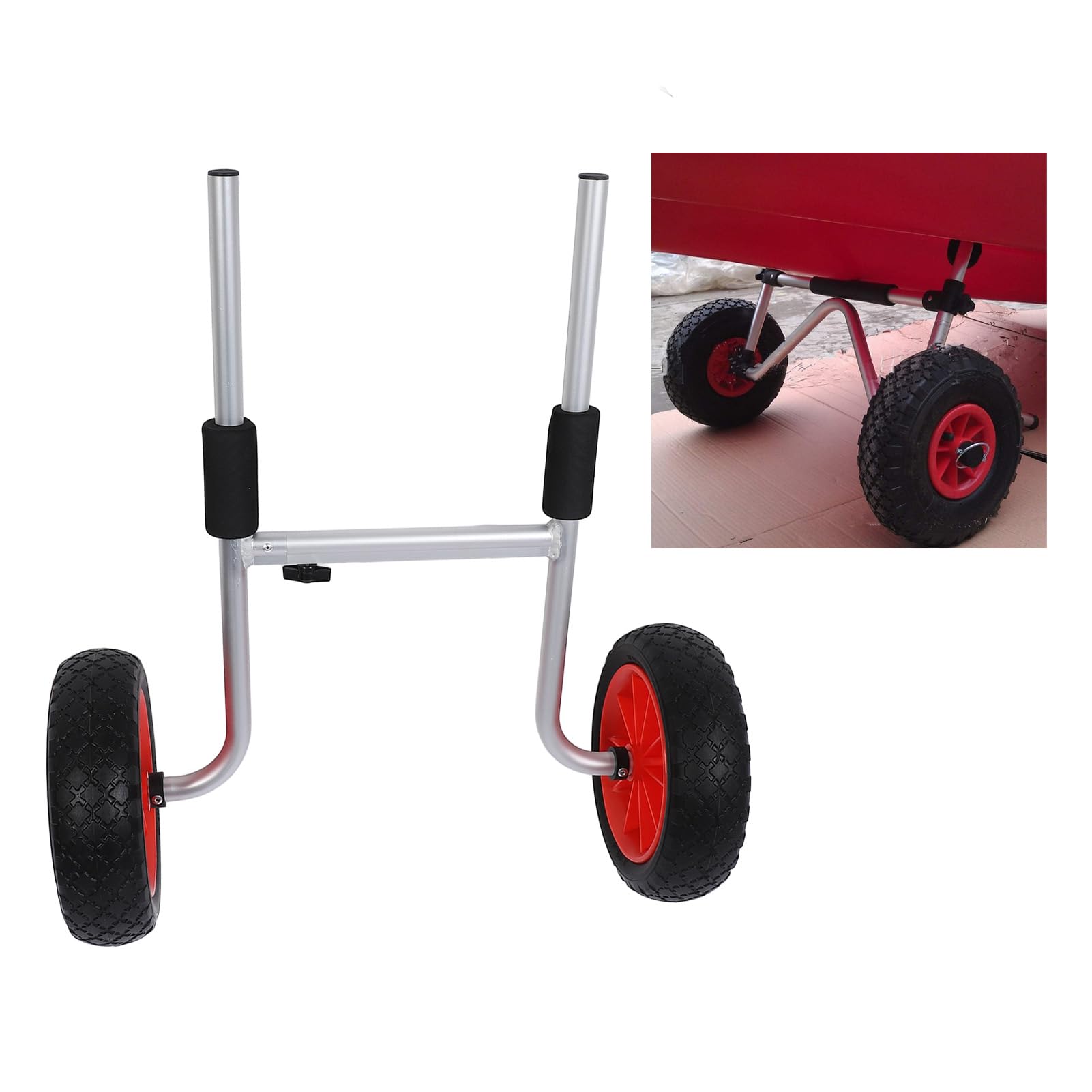 **ASixxSix Foldable Aluminum Kayak Cart with Airless Tires – Adjustable Canoe Carrier Dolly for Easy Transport | Perfect for Beach, Lake & Outdoor Adventures**