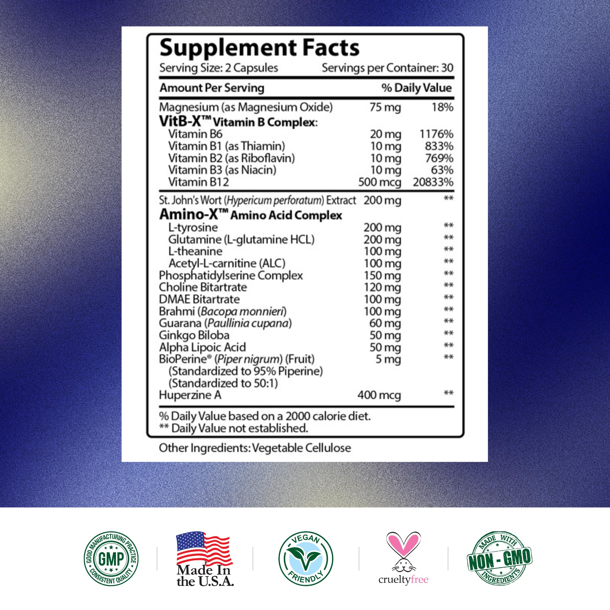 Brain Booster - Premium Nootropic Supplement for Memory & Focus | 180 Vegan Capsules (3 Bottles) | Enhance Cognitive Function for Work, Study & Daily Mental Clarity