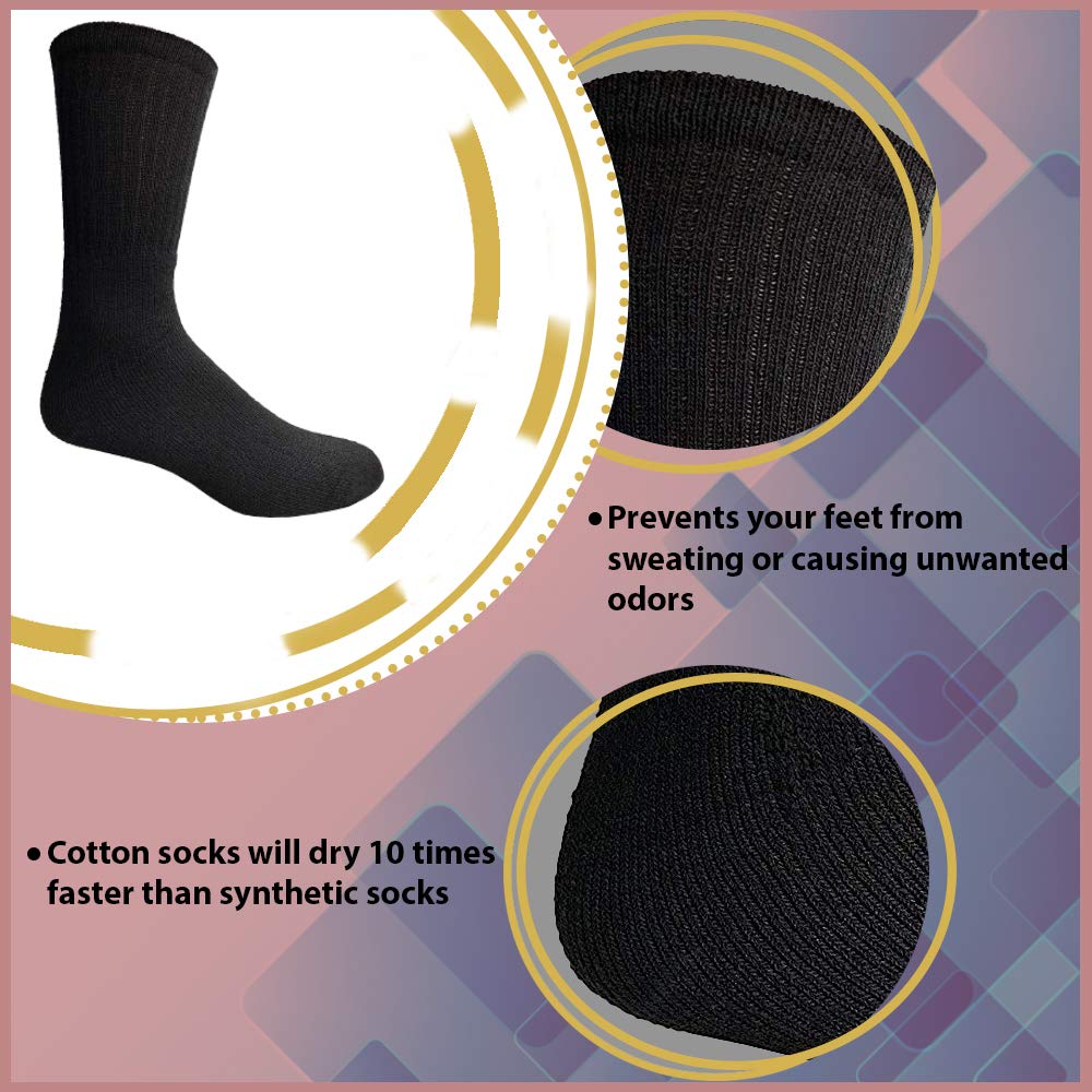 Yacht & Smith Bulk Men's Crew Socks - 12-Pack Cotton Big & Tall Plus Size Socks (Size 13-16) for Work, Sports & Everyday Comfort