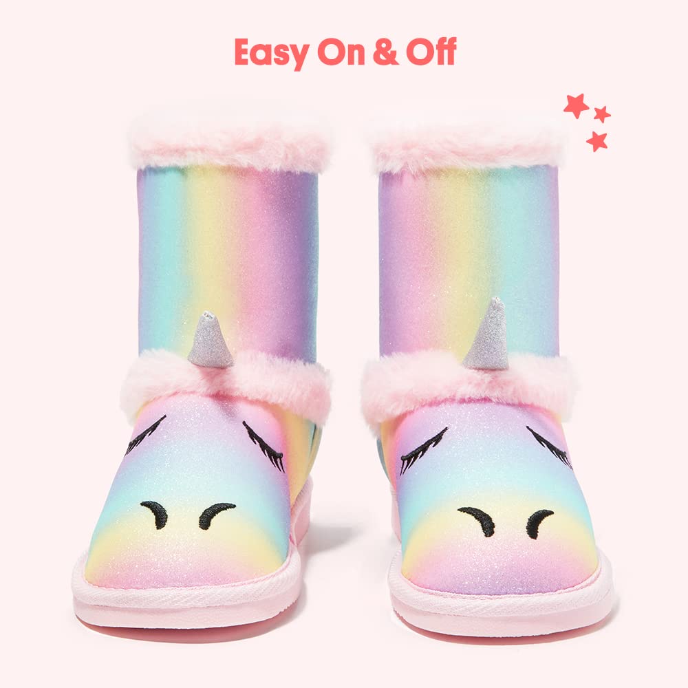 FabKids Girls Winter Mid Calf Snow Boots - Warm Faux Fur Lined Non-Slip Waterproof Boots for Toddler, Little & Big Kids | Perfect for Snow Play, School & Outdoor Winter Activities