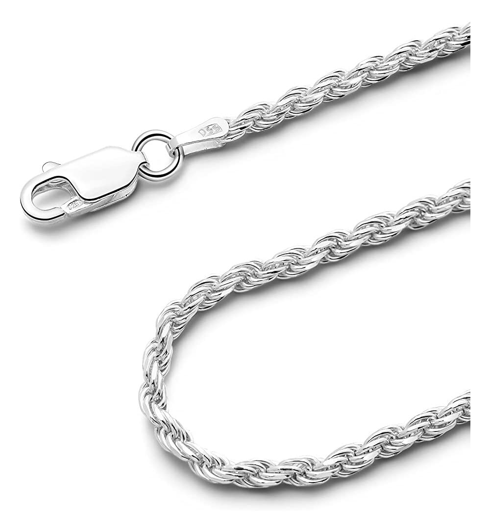 925 Sterling Silver Diamond Cut Rope Chain Necklace for Men - 5MM, 6MM, 7.5MM, 8.5MM Thickness - Italian Crafted Mens Rope Chain & Bracelet - Perfect for Gifts, Weddings, and Everyday Luxury Wear