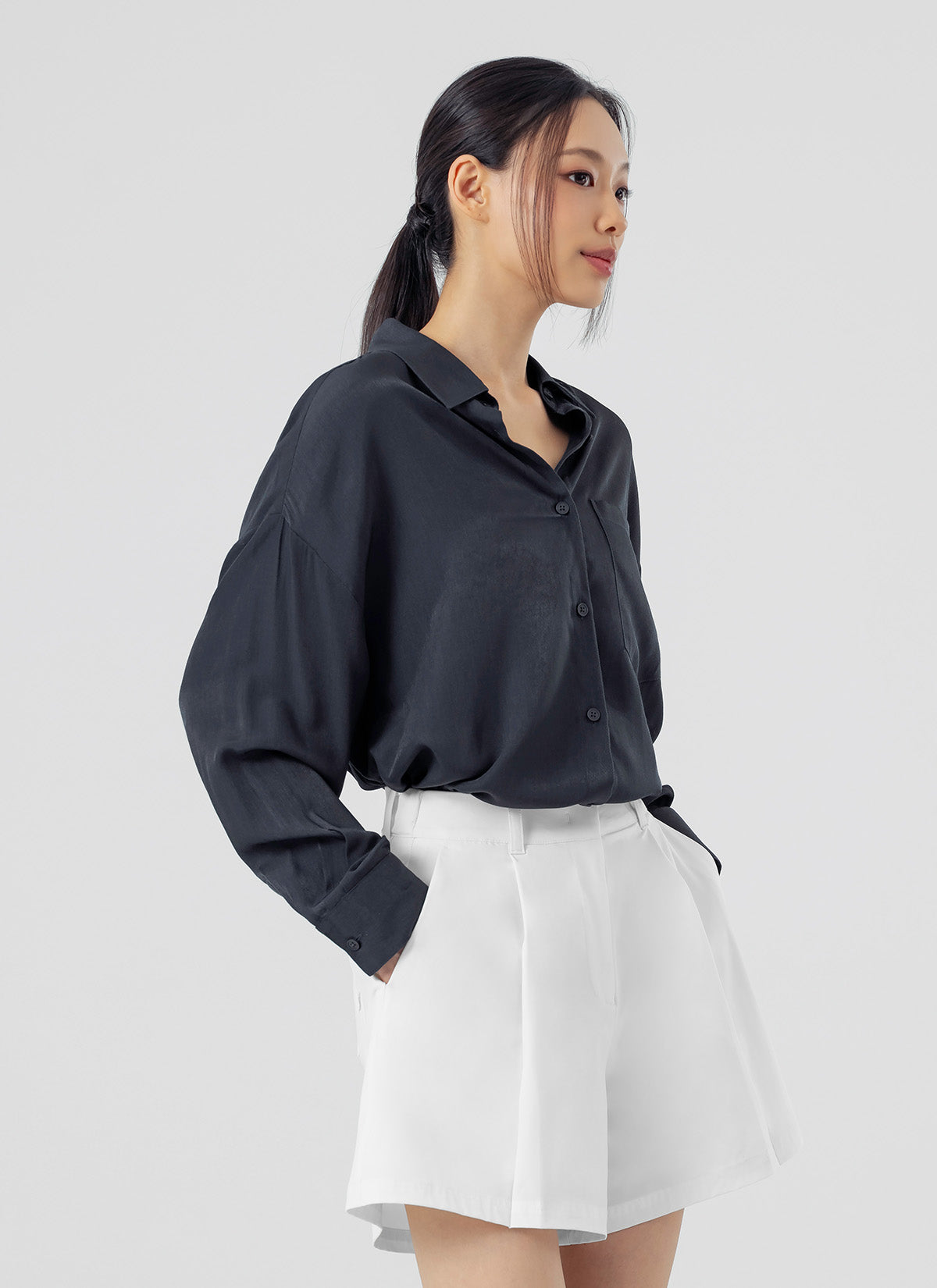 Stylish Drape Loose Fit Shirts for Women - Comfortable Casual & Office Wear - Trendy Oversized Blouse for Everyday Outfits